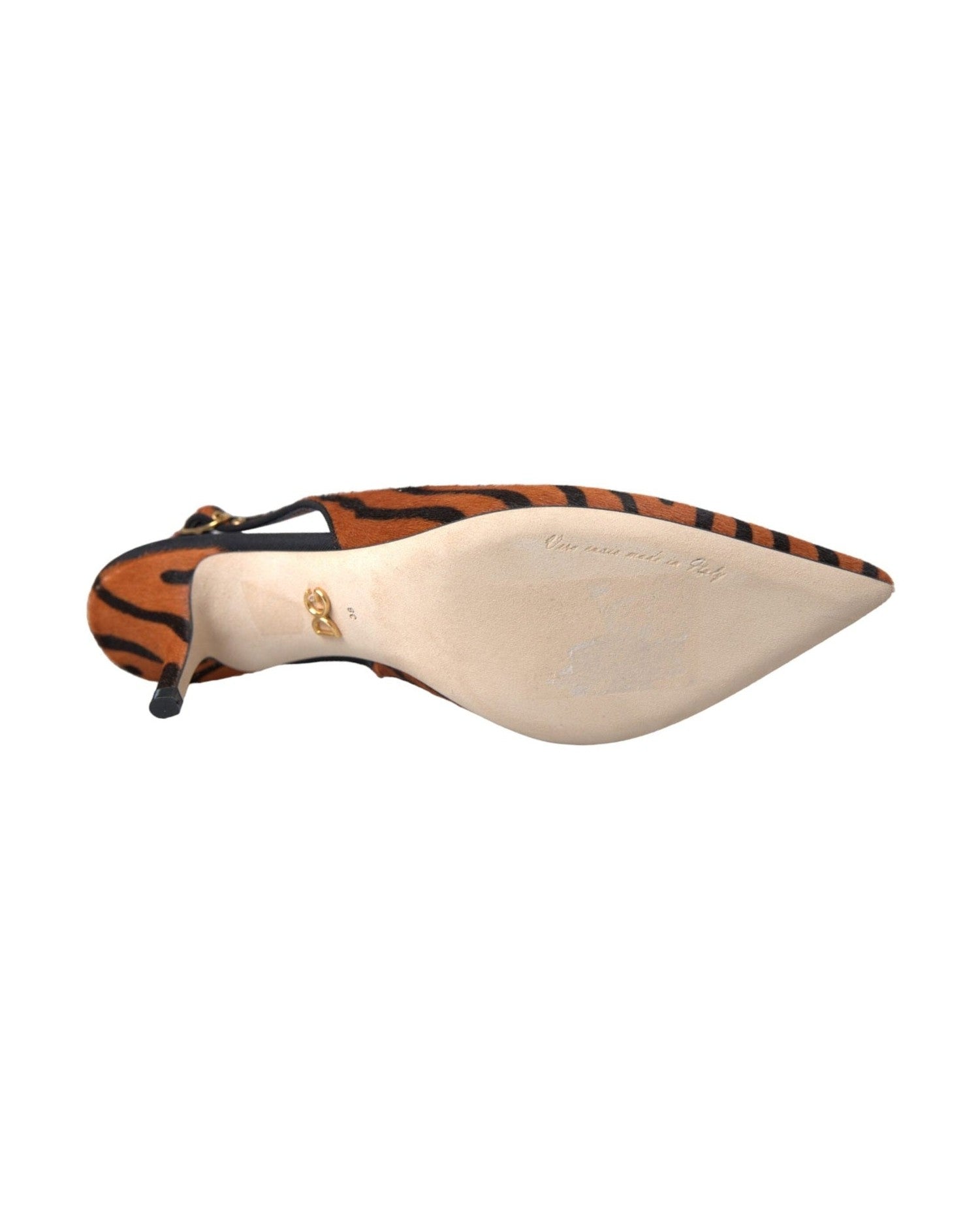 Dolce & Gabbana Black Orange Zebra Leather Slingbacks Shoes Glam Steals