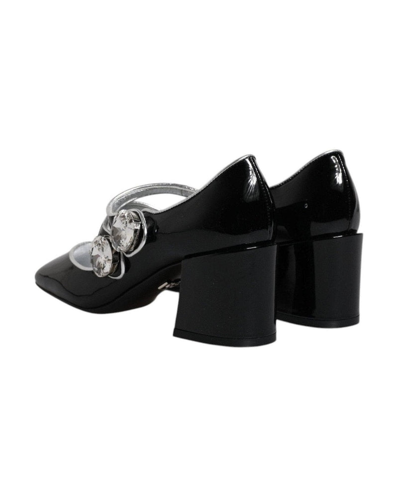 Dolce & Gabbana Black Patent Leather Crystal Mary Jane Pumps Shoes Heels