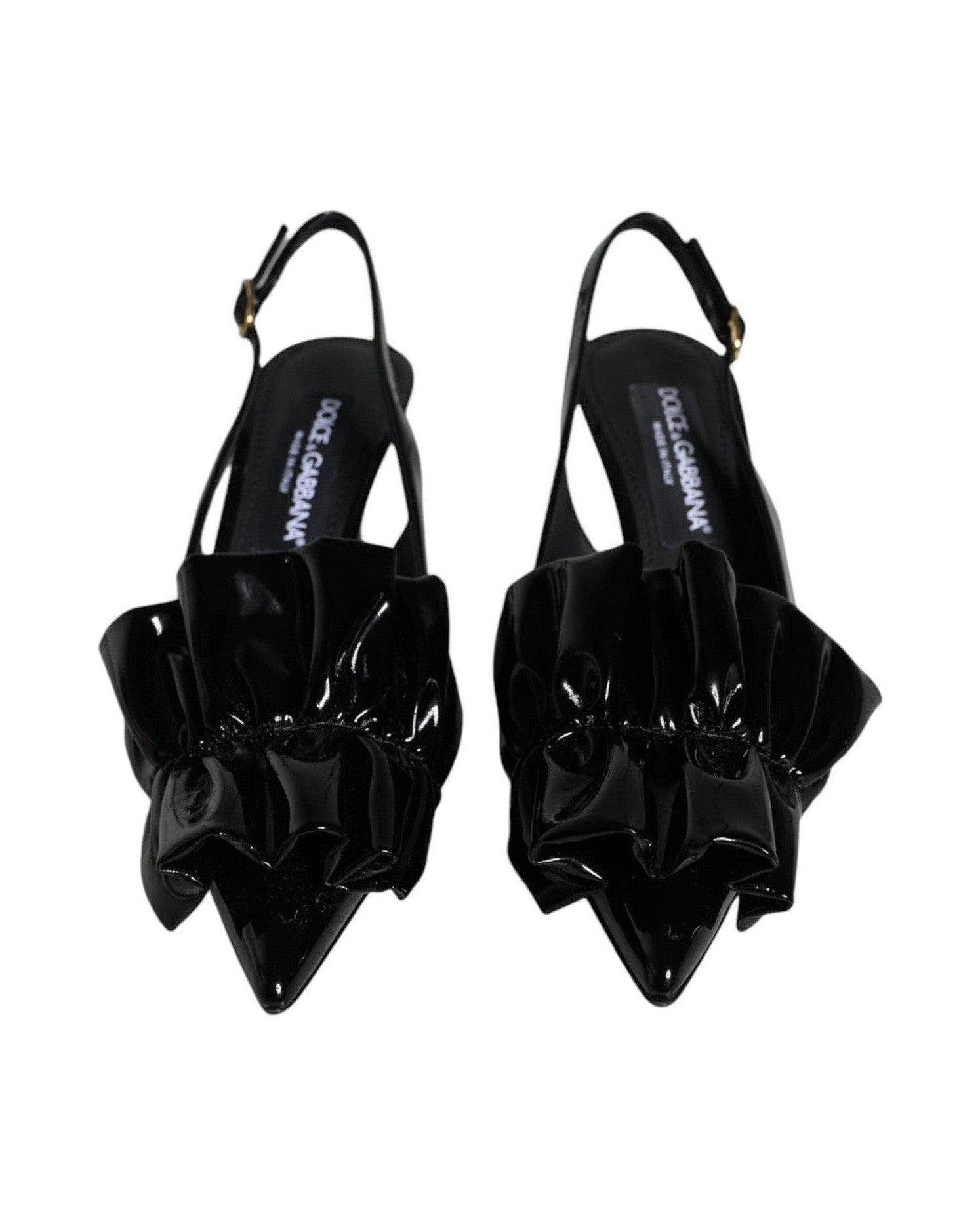 Dolce & Gabbana Black Patent Leather Heels Slingback Shoes Glam Steals