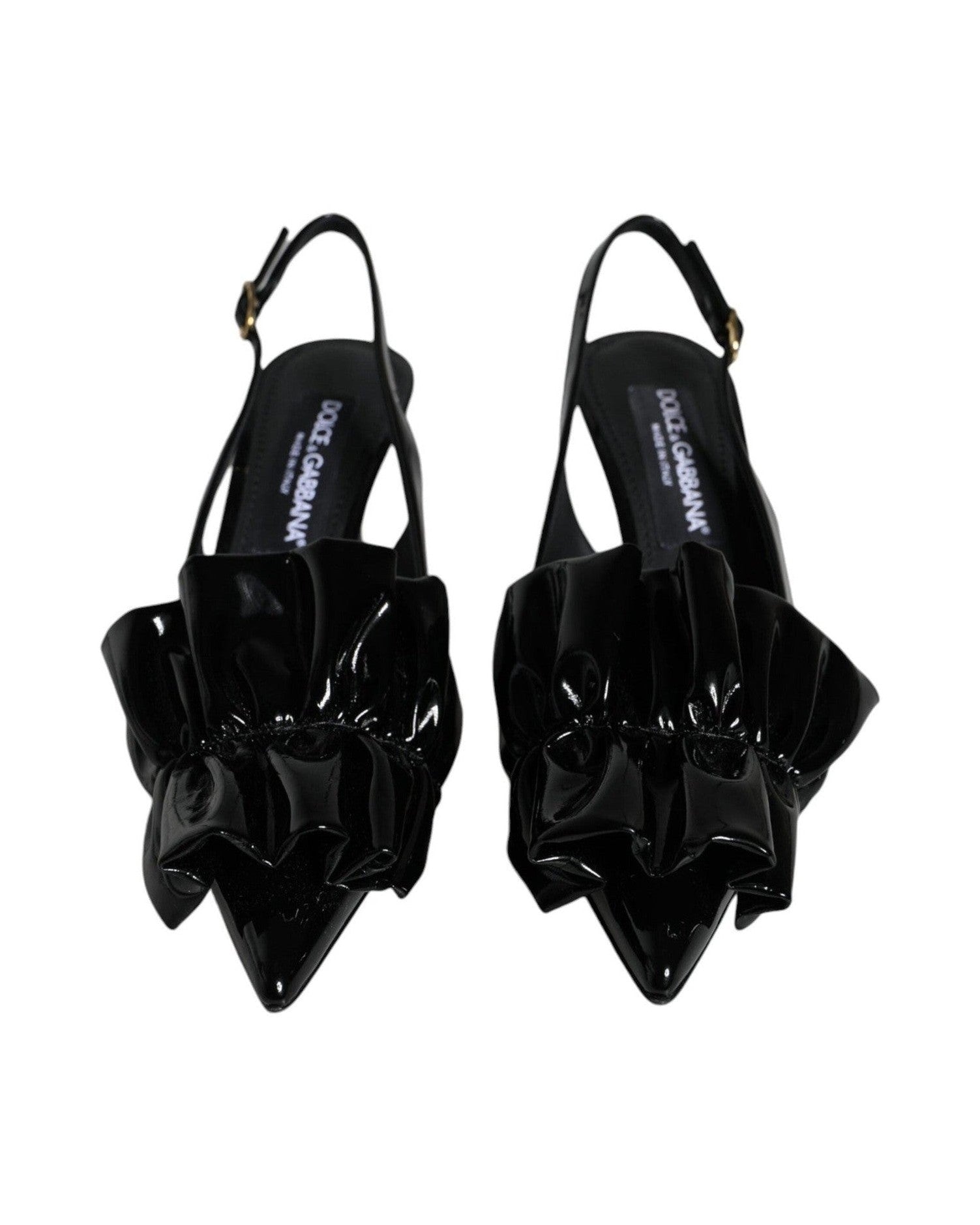 Dolce & Gabbana Black Patent Leather Heels Slingback Shoes Glam Steals
