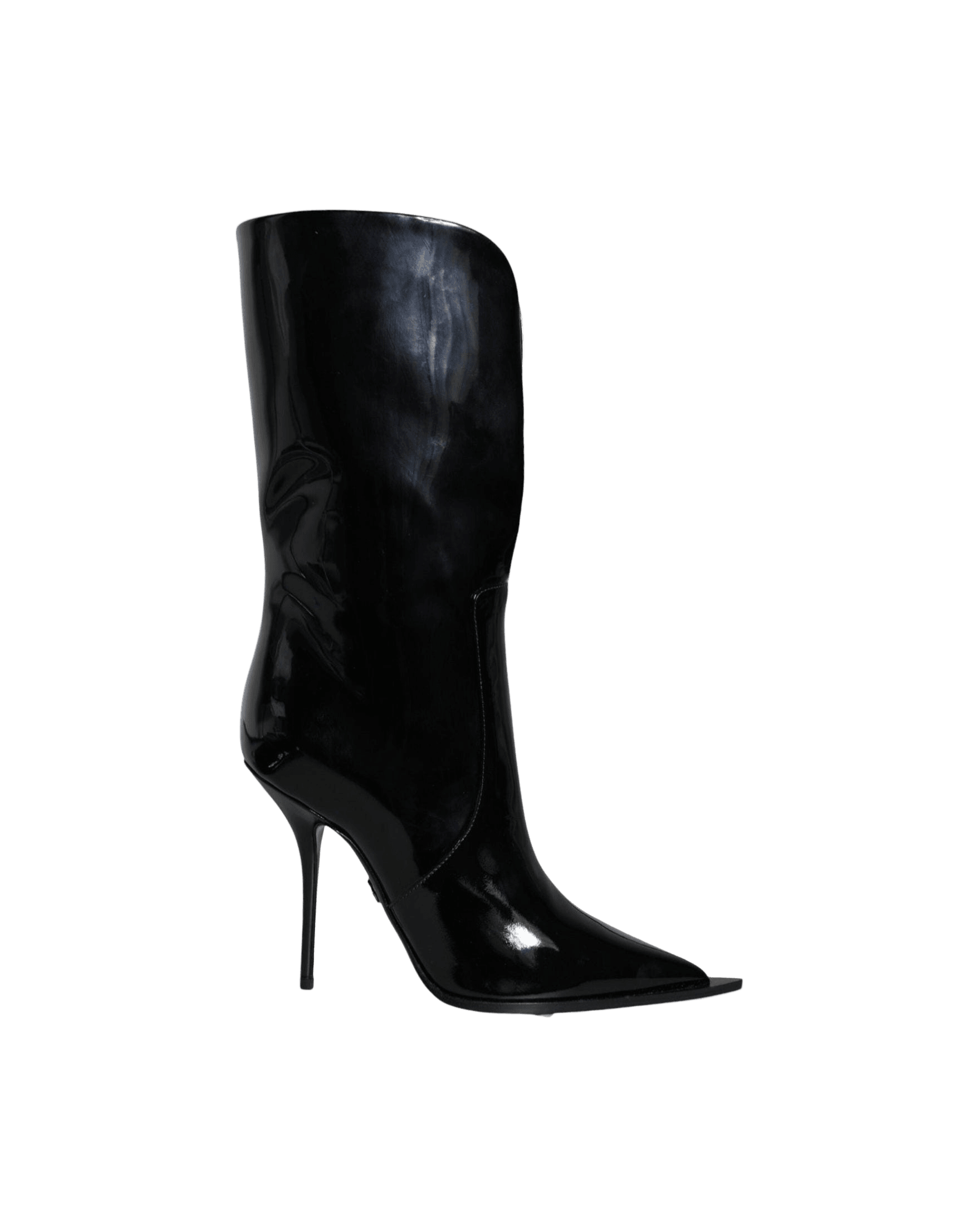 Dolce & Gabbana Black Patent Leather Mid Calf Boots Shoes Glam Steals
