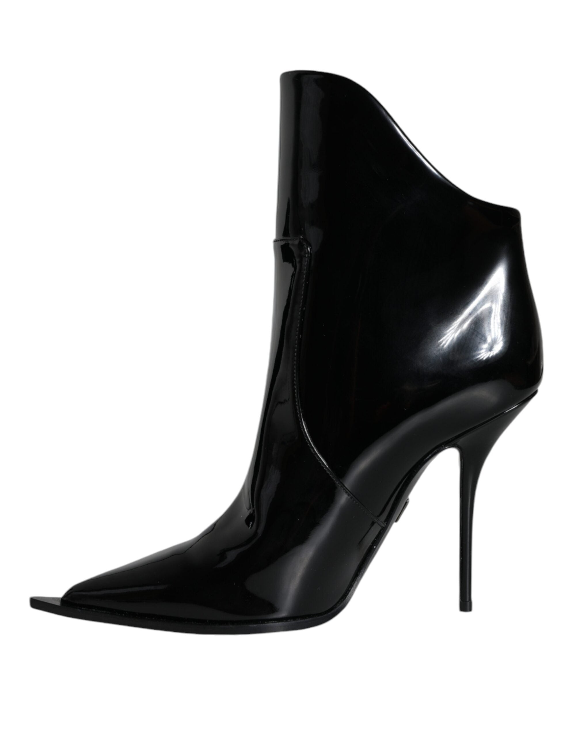 Dolce & Gabbana Black Patent Leather Pointed Ankle Boots Shoes Glam Steals