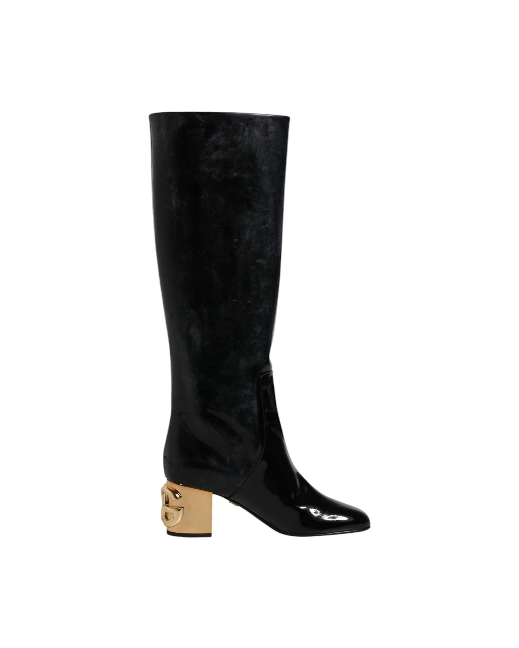 Dolce & Gabbana Black Patent Leather Vally High Boots Shoes Glam Steals