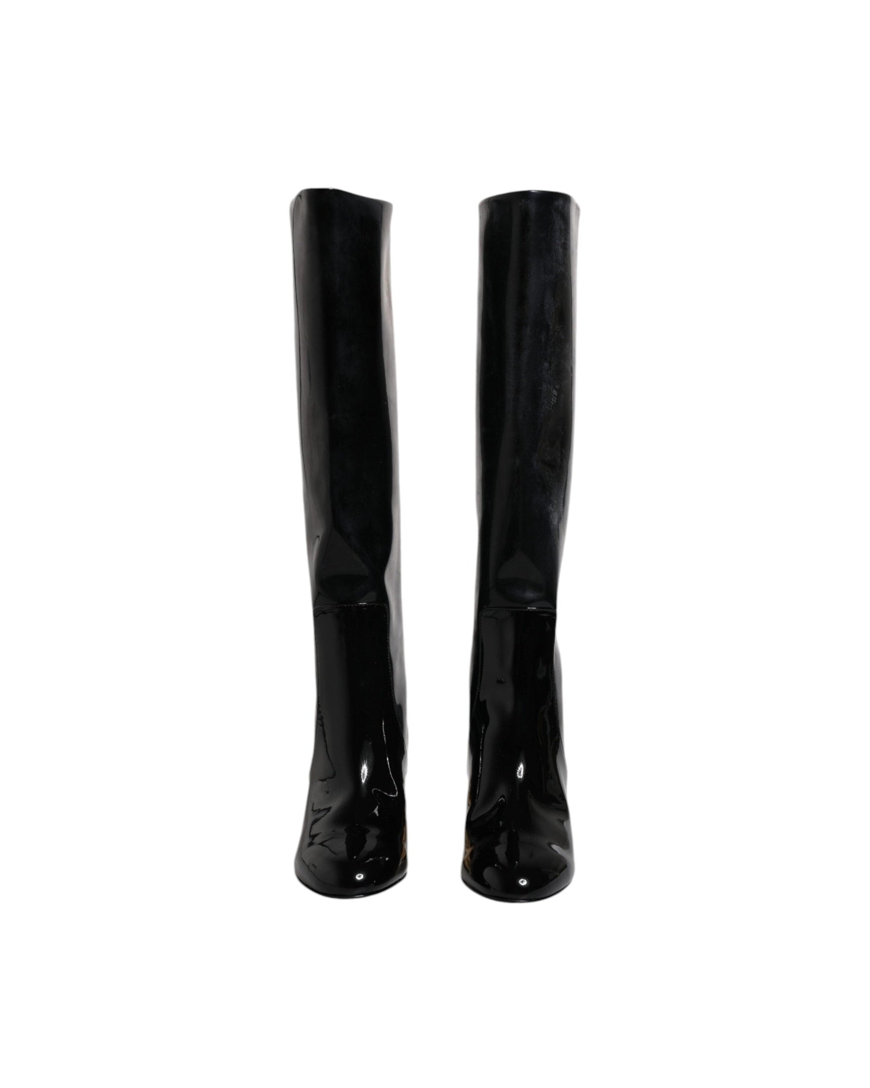 Dolce & Gabbana Black Patent Leather Vally High Boots Shoes Glam Steals
