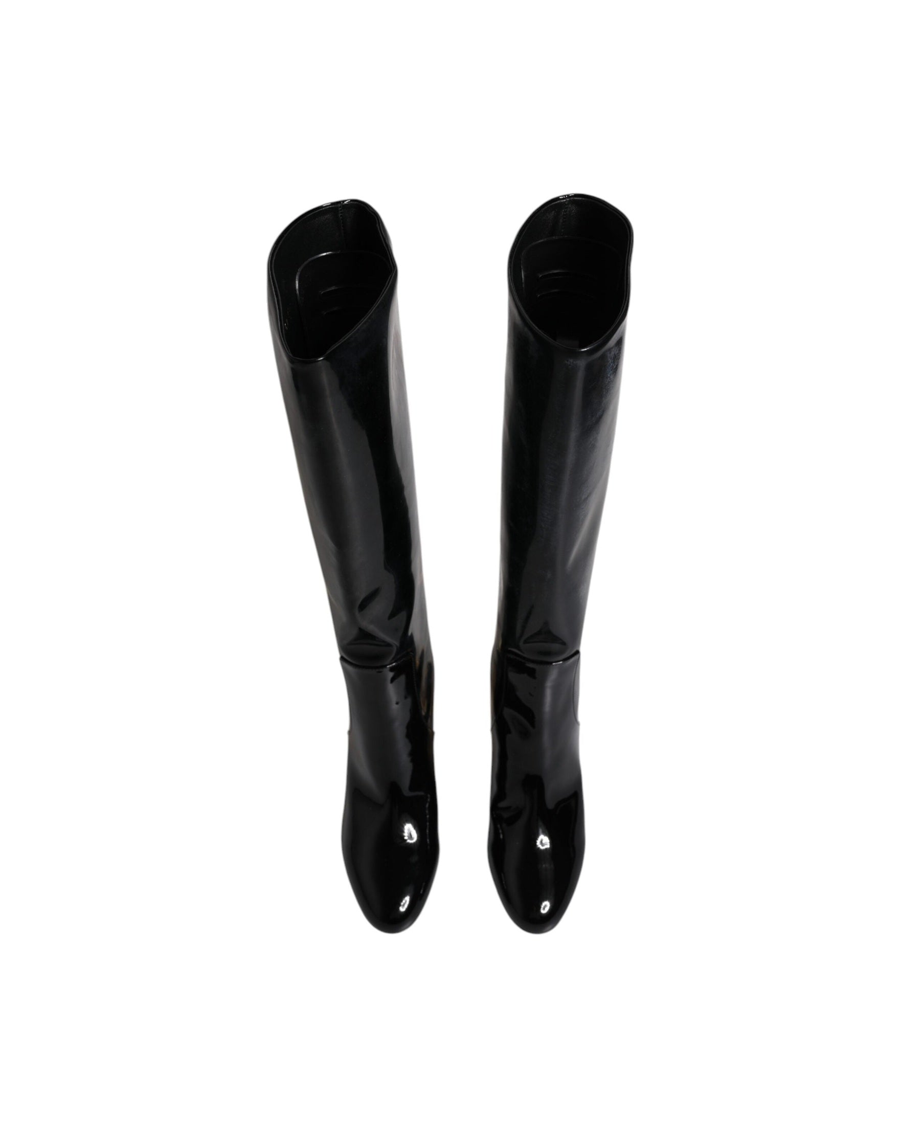 Dolce & Gabbana Black Patent Leather Vally High Boots Shoes Glam Steals