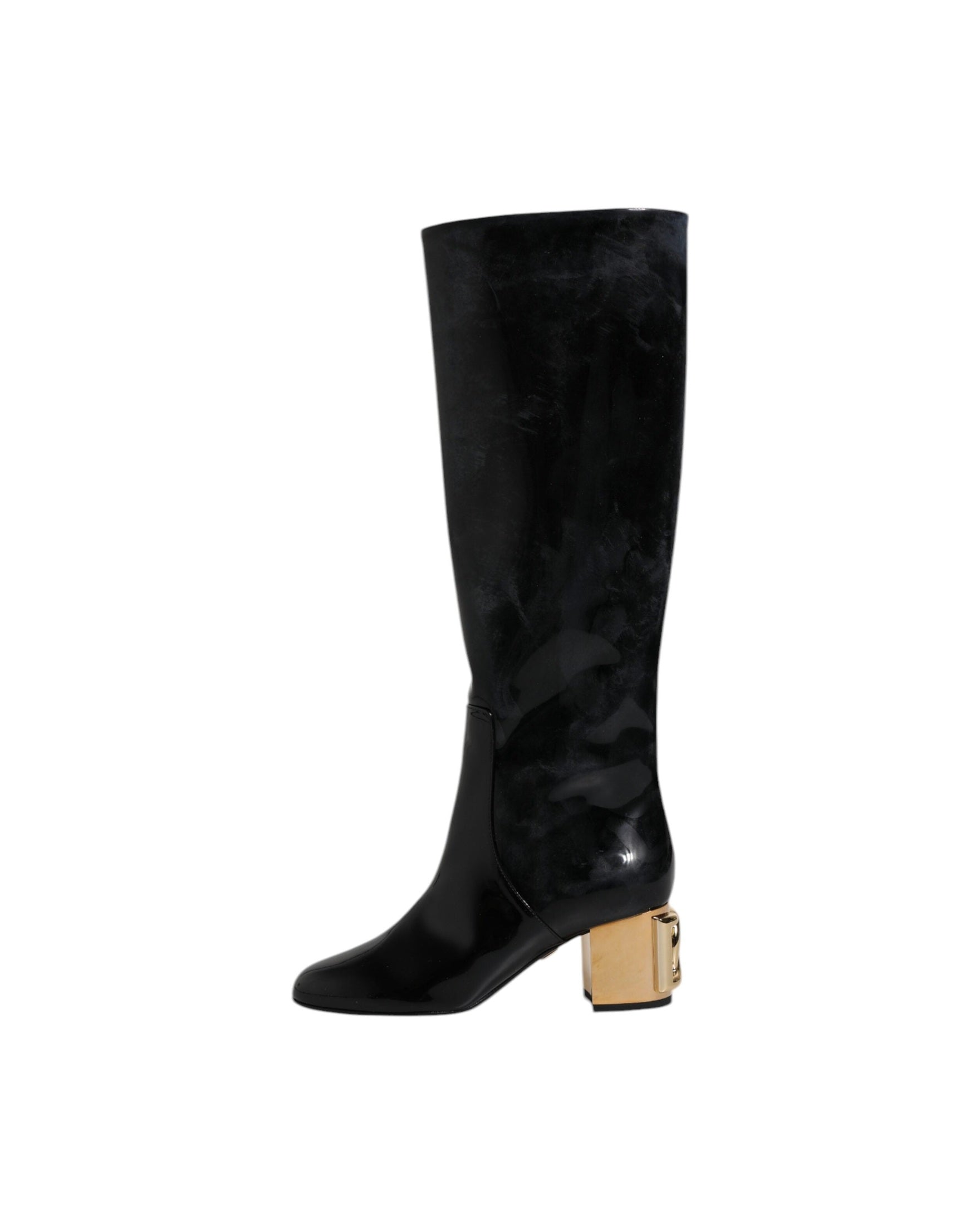Dolce & Gabbana Black Patent Leather Vally High Boots Shoes Glam Steals