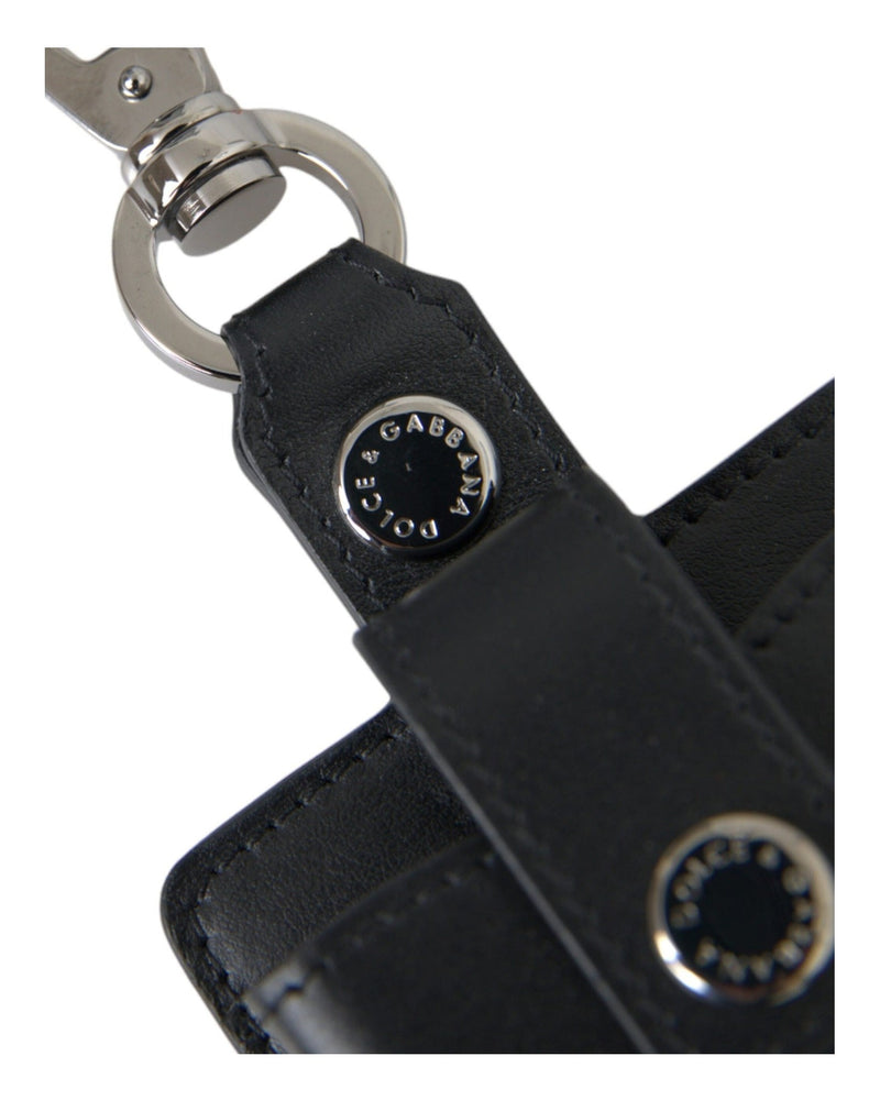 Dolce & Gabbana Plain Leather Metal Airpods Black Silver Case Glam Steals