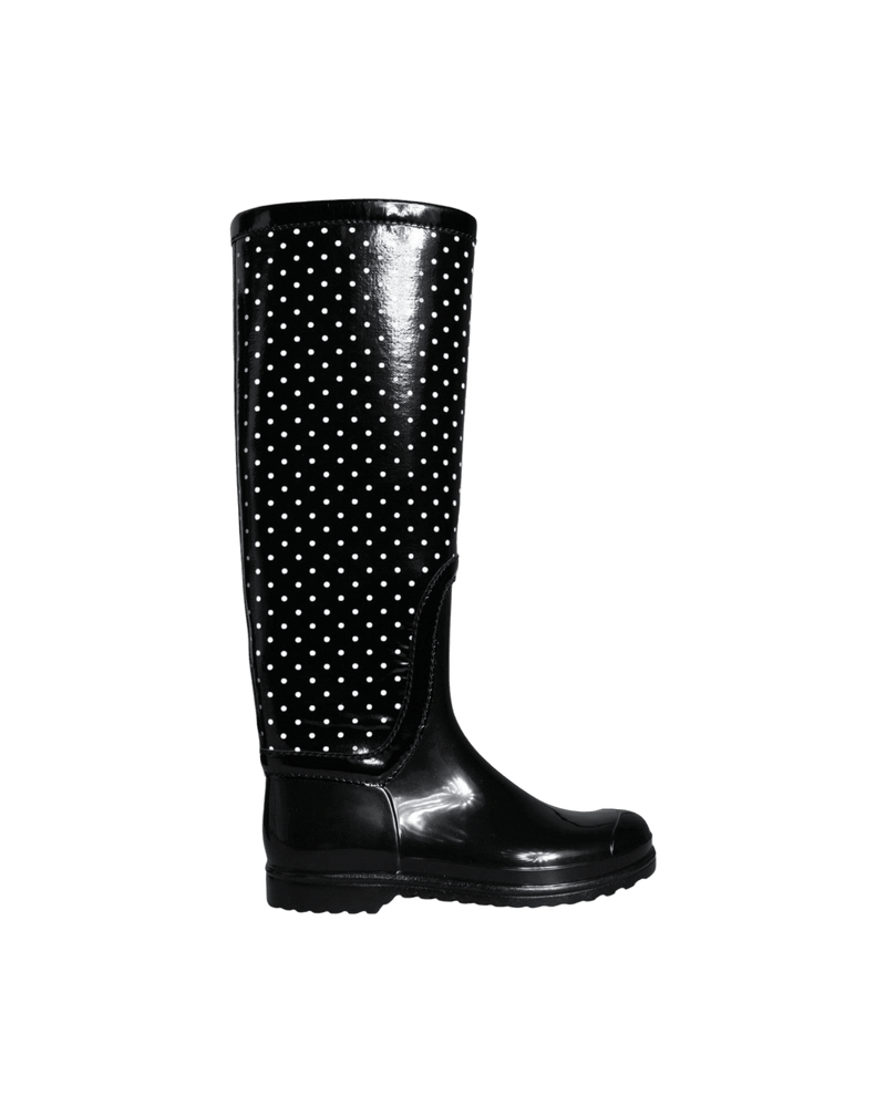 Dolce & Black Gabbana Polka Dot Rubber Knee High Boots Shoes Glam Steals