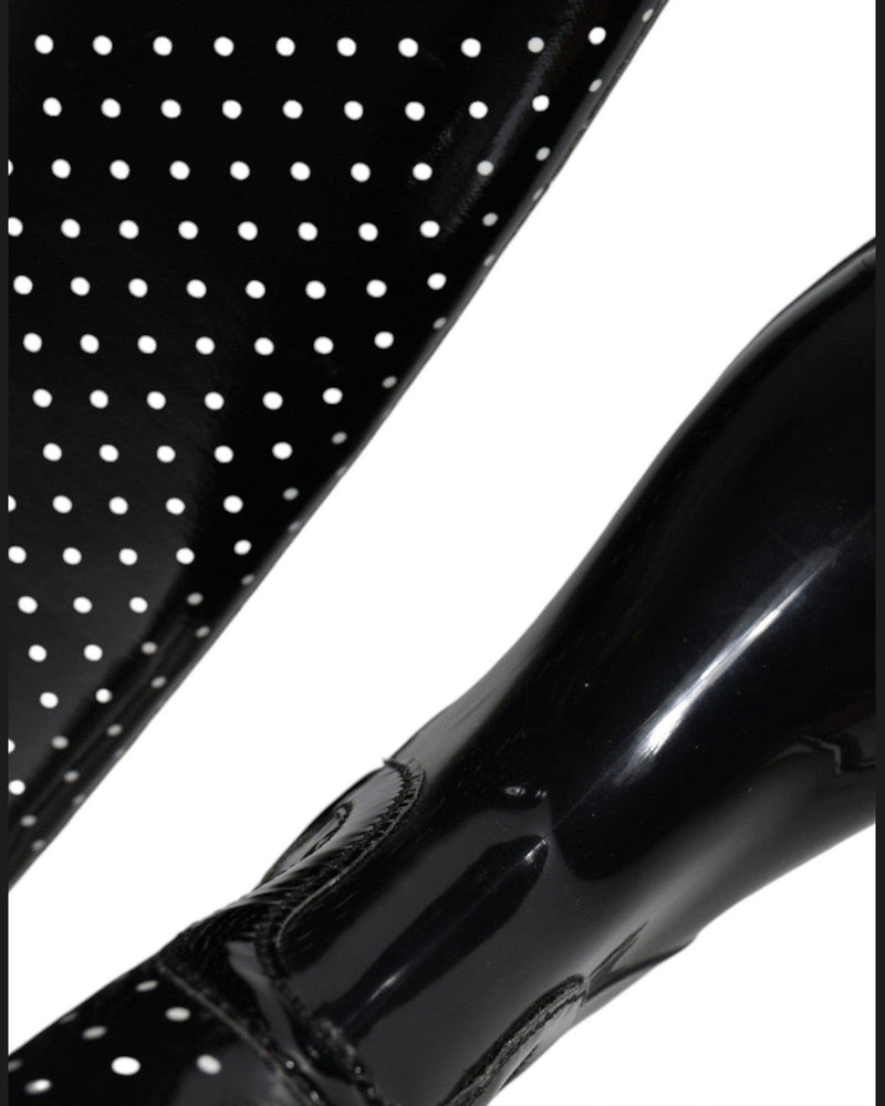 Dolce & Gabbana Black Polka Dot Rubber Knee High Boots Shoes Glam Steals