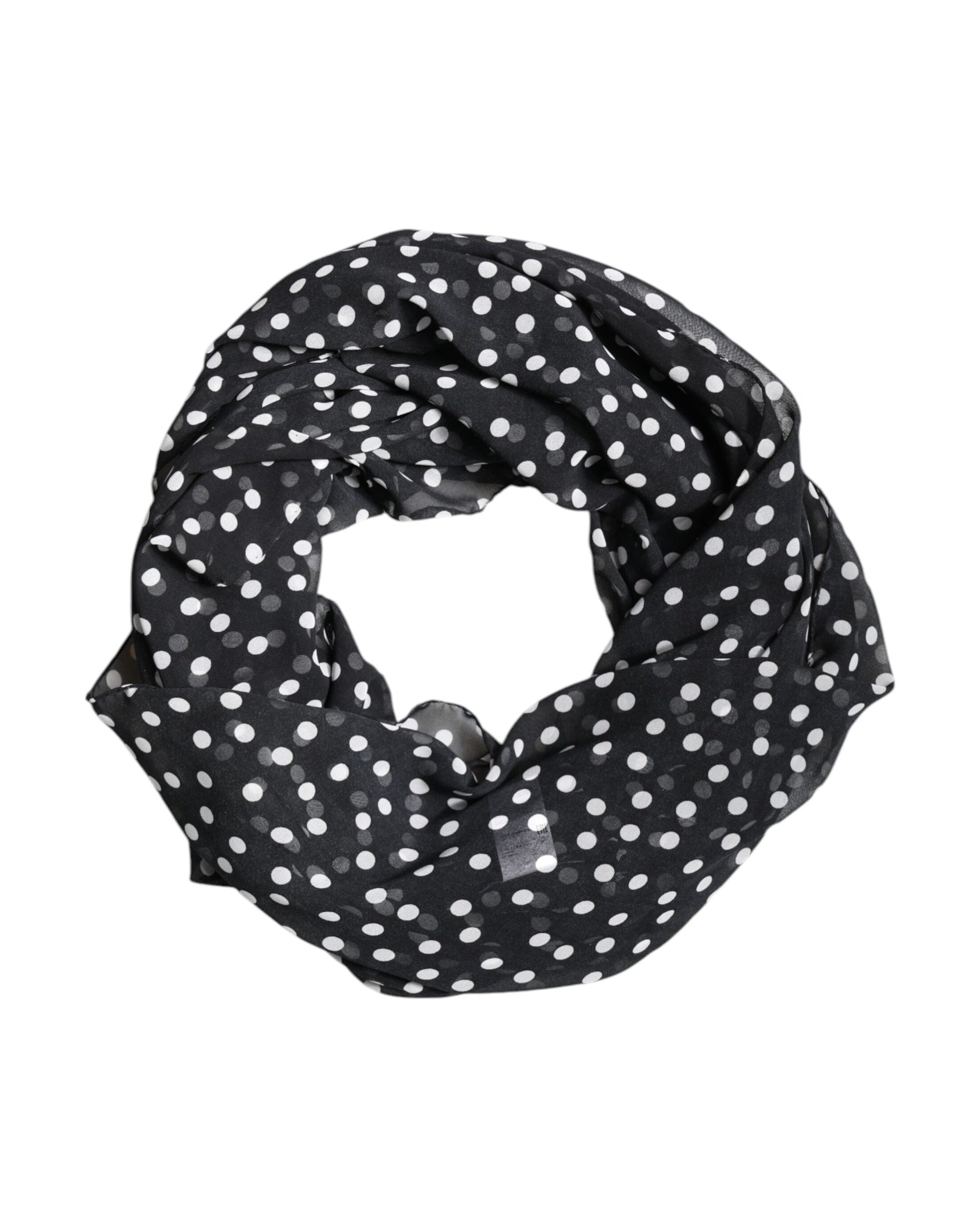 Dolce & Gabbana Black Polyester Polka Dots Wrap Shawl Scarf Glam Steals