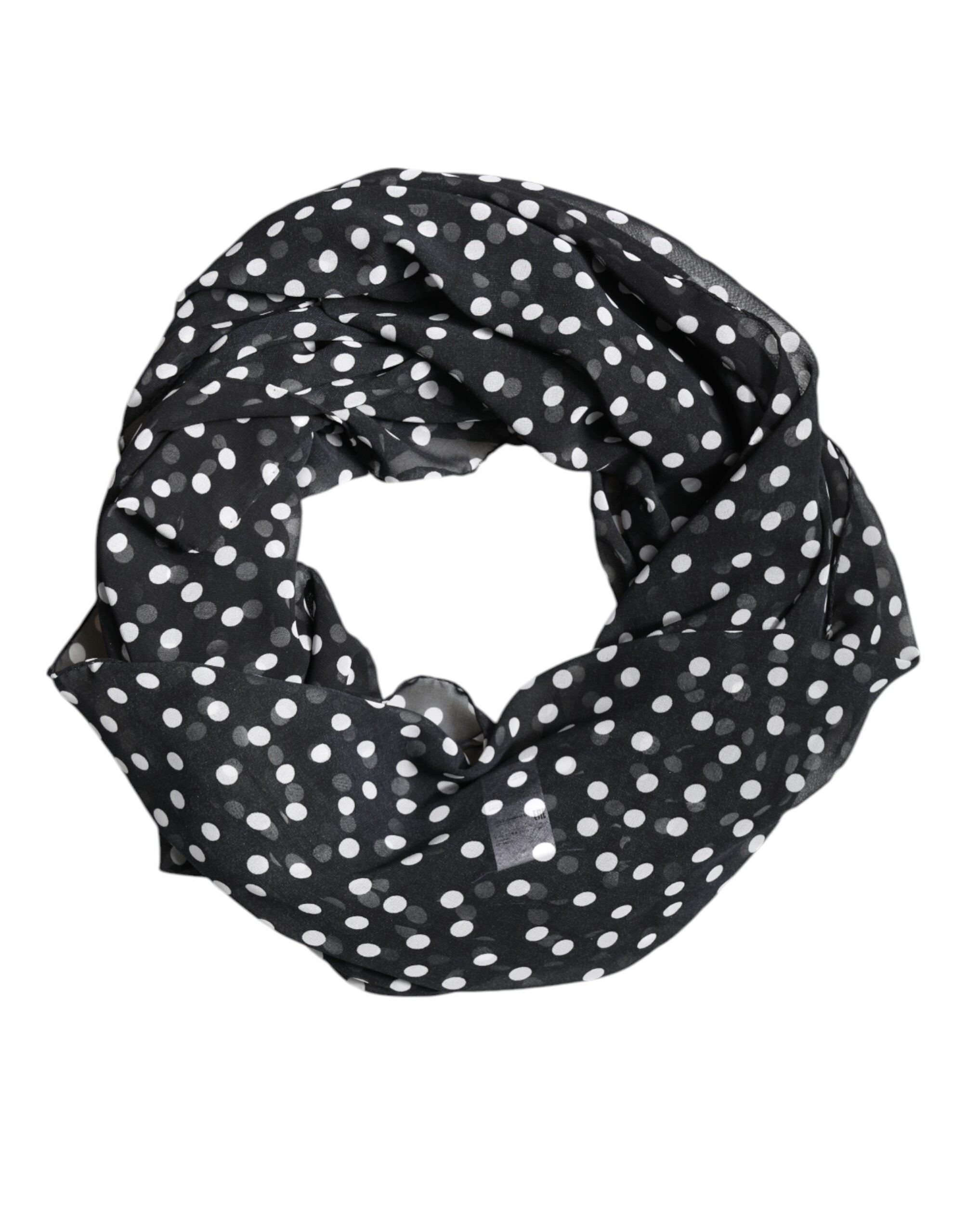Dolce & Gabbana Black Polyester Polka Dots Wrap Shawl Scarf Glam Steals