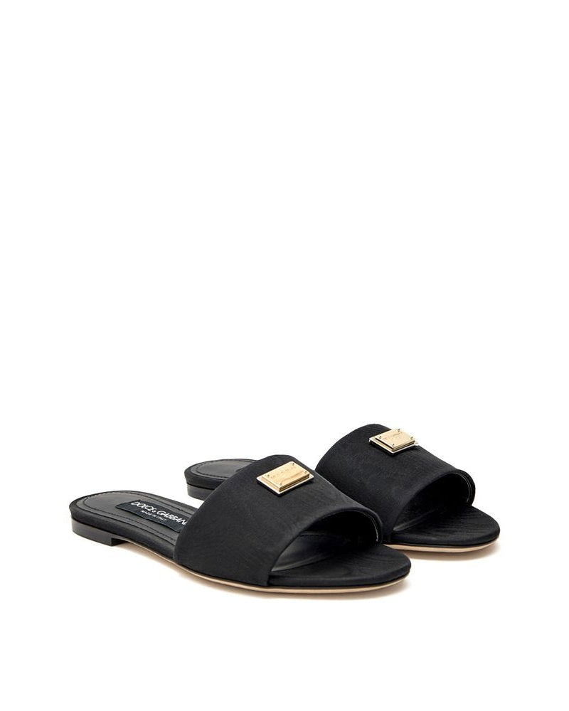 Dolce & Gabbana Black Polyester Slippers Glam Steals