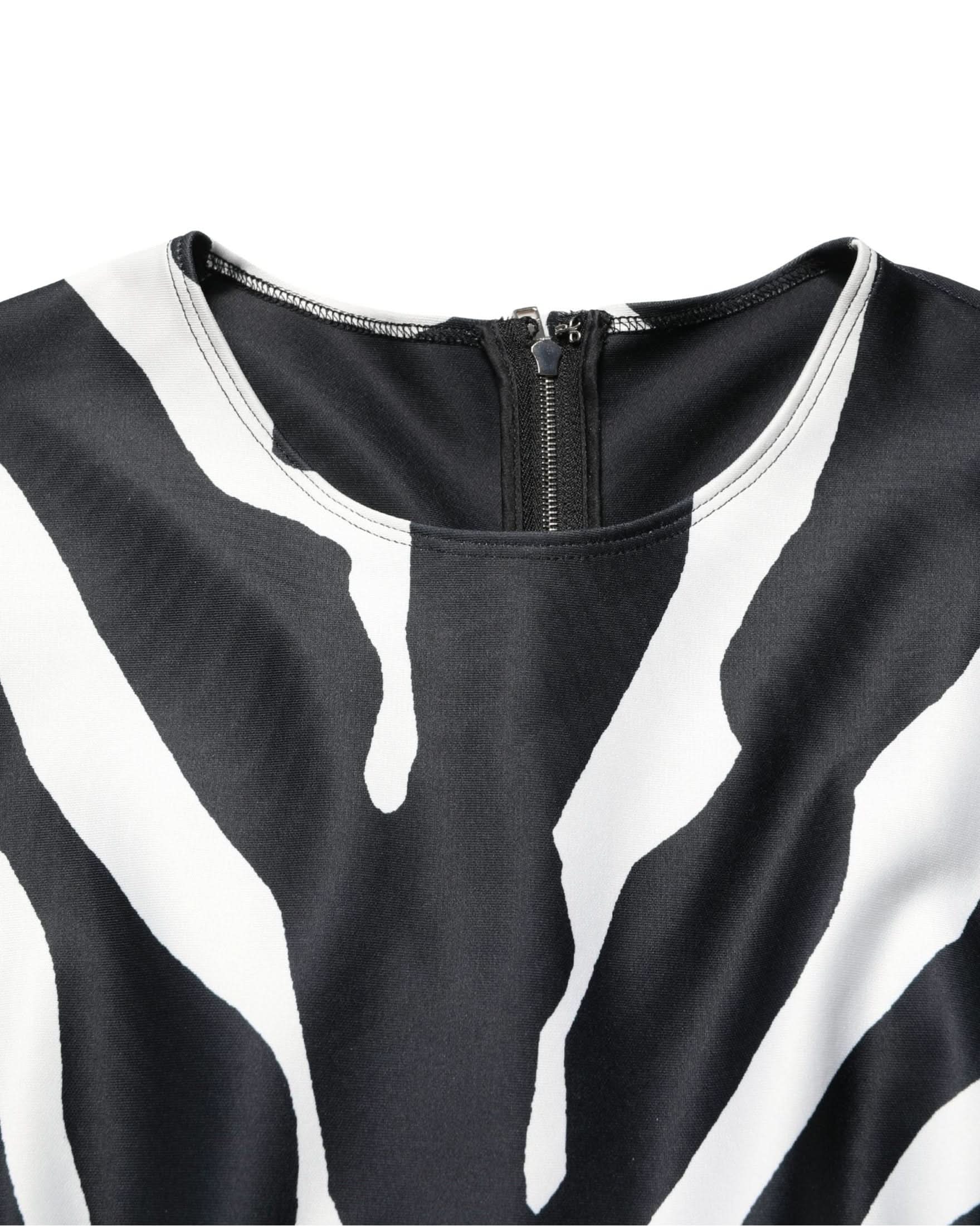 Dolce & Gabbana Black Polyester White Zebra Pattern Jumpsuit Glam Steals