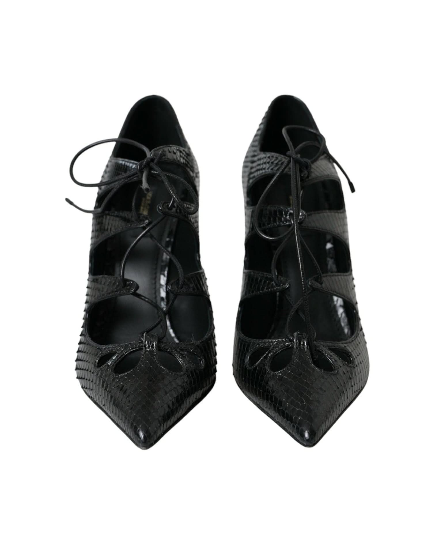 Dolce & Gabbana Black Python Leather Mary Jane Pumps Shoes Heels