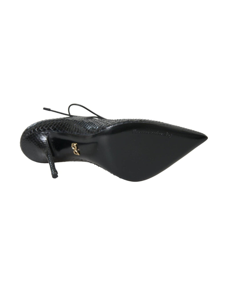 Dolce & Gabbana Black Python Leather Mary Jane Pumps Shoes Heels