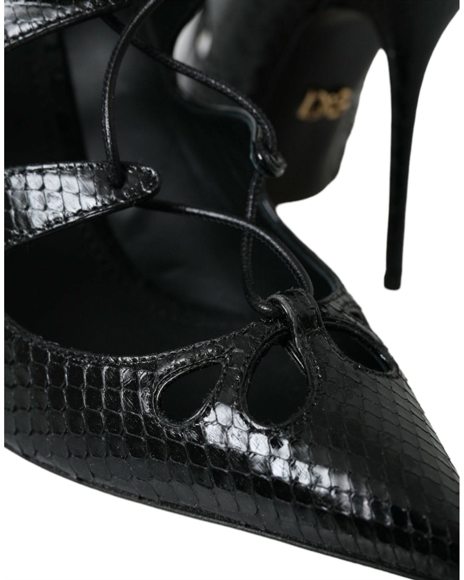 Dolce & Gabbana Black Python Leather Mary Jane Pumps Shoes Heels