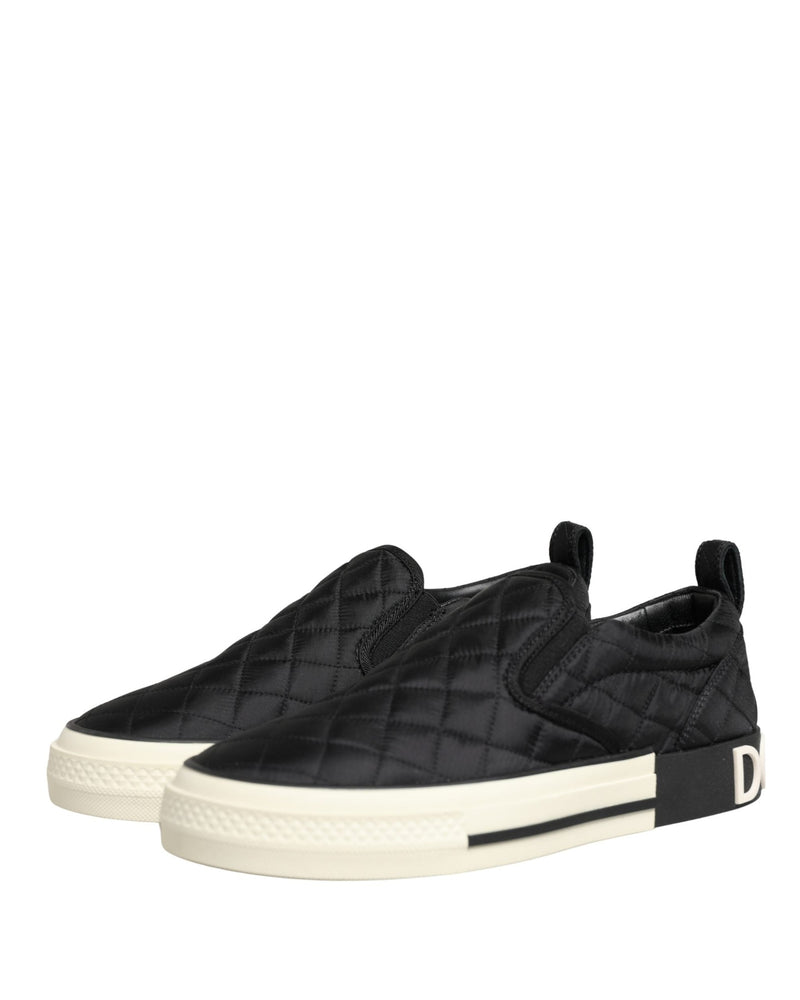 Dolce & Gabbana Black Quilted Slip On Low Top Sneakers Shoes Glam Steals