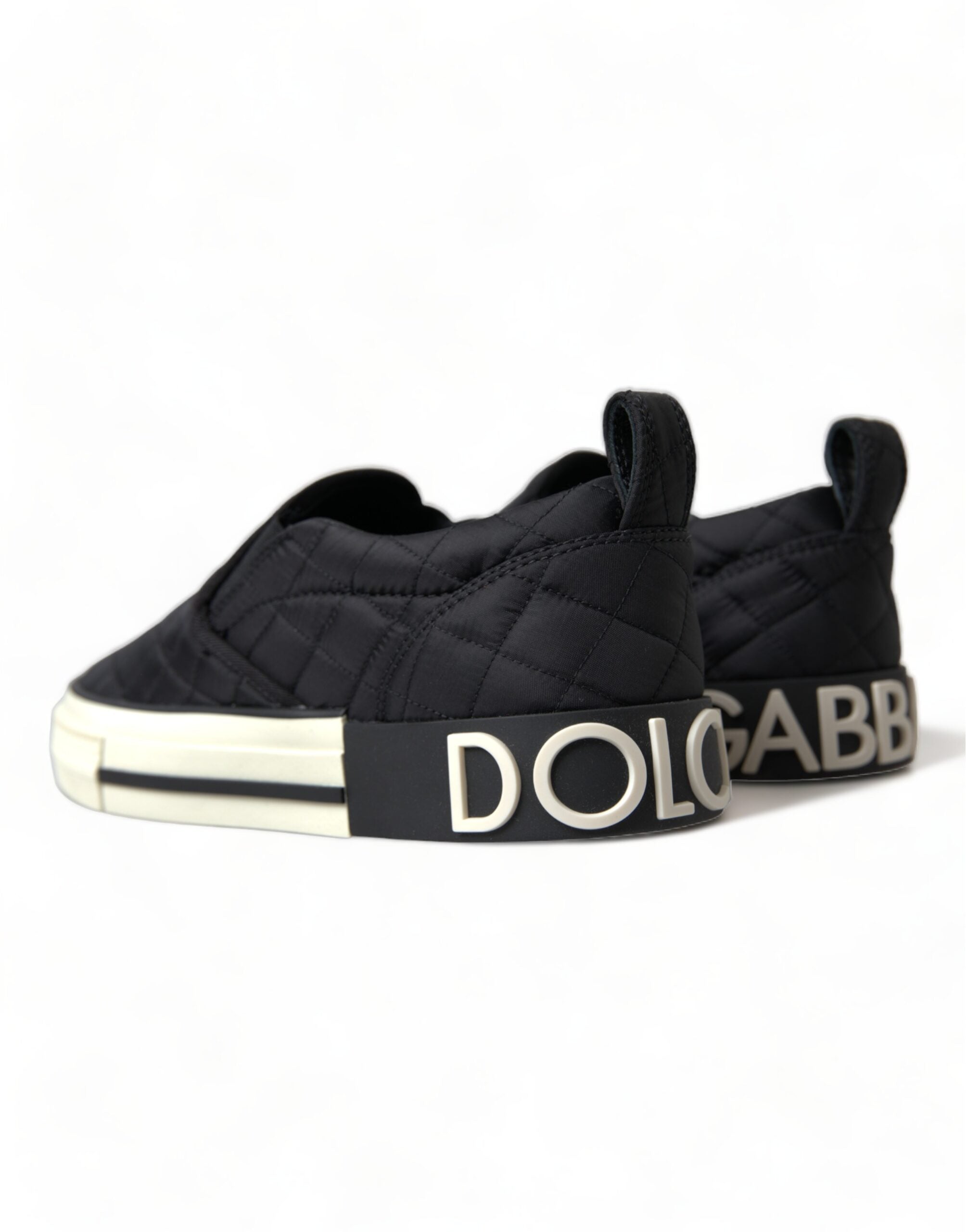 Dolce & Gabbana Black Quilted Slip On Low Top Sneakers Glam Steals