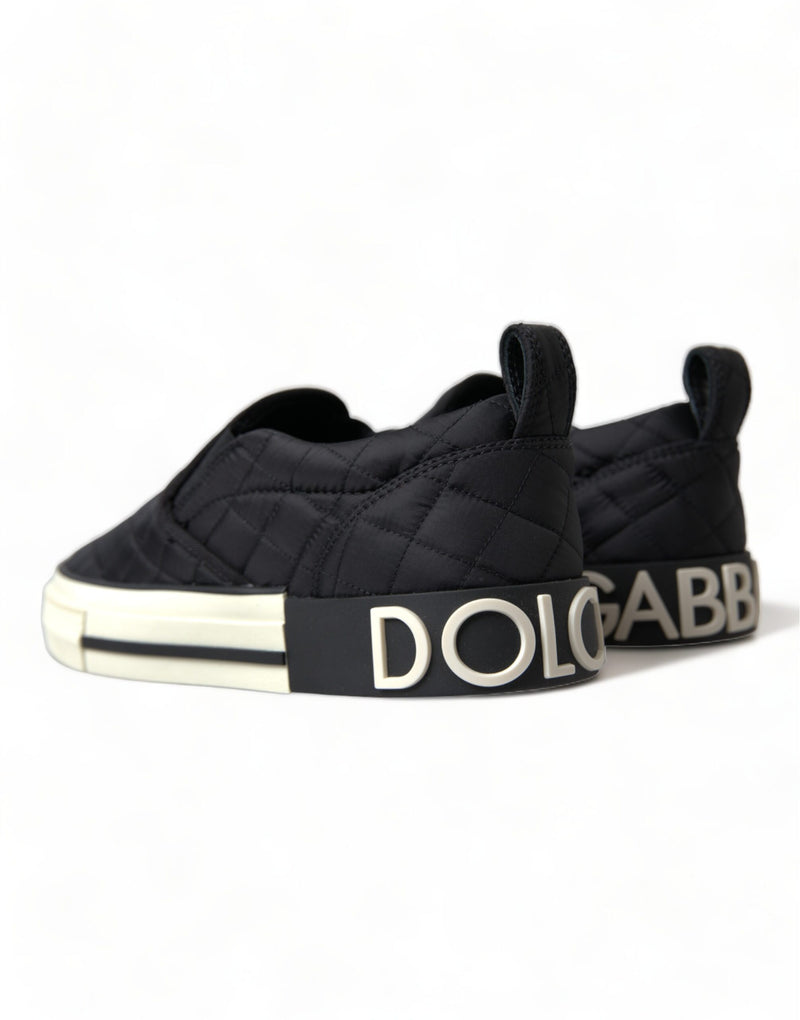 Dolce & Gabbana Black Quilted Slip On Low Top Sneakers Glam Steals