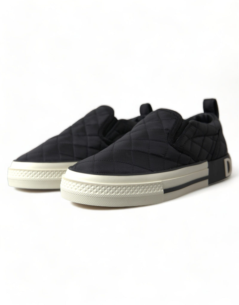 Dolce & Gabbana Black Quilted Slip On Low Top Sneakers Glam Steals