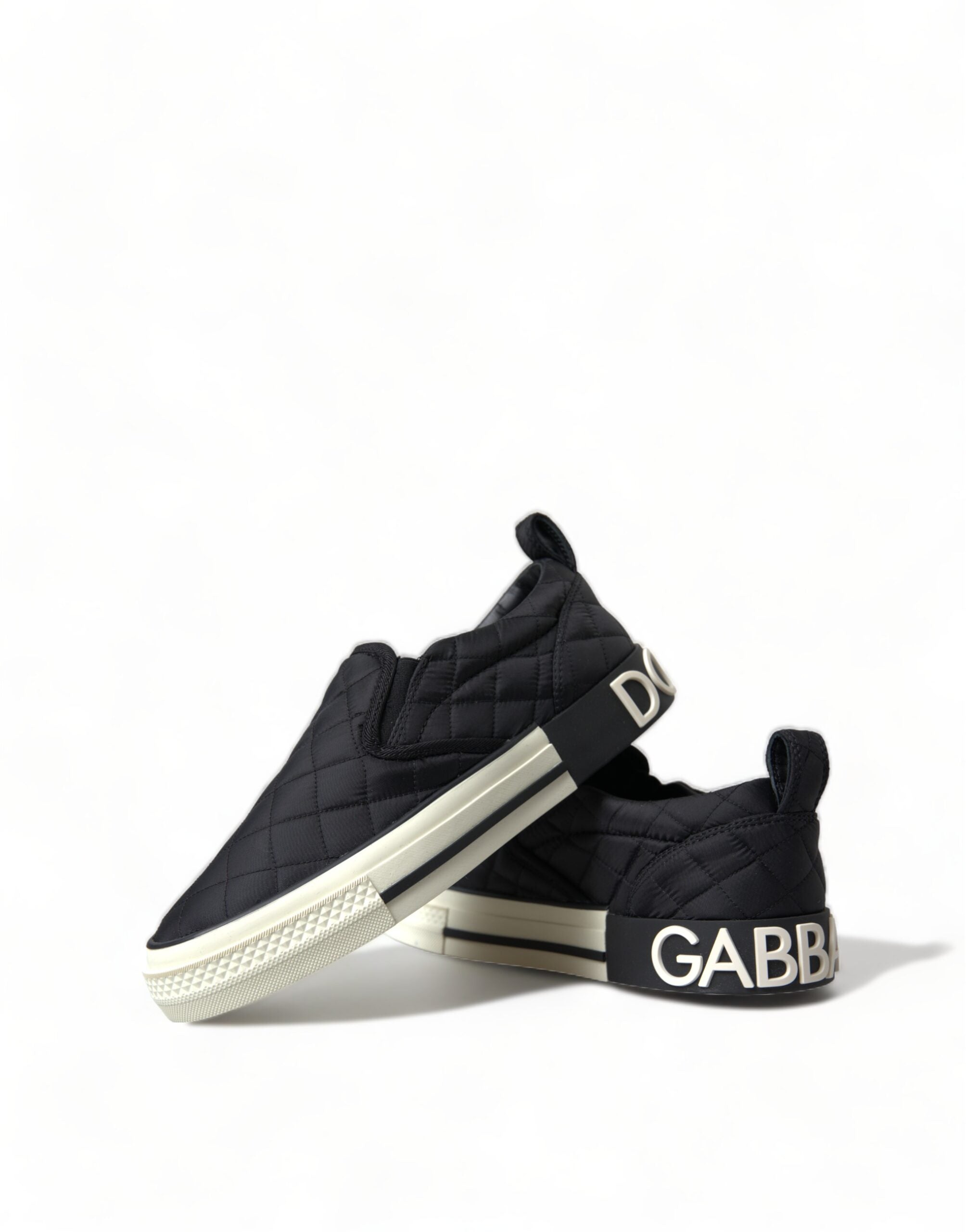 Dolce & Gabbana Black Quilted Slip On Low Top Sneakers Glam Steals