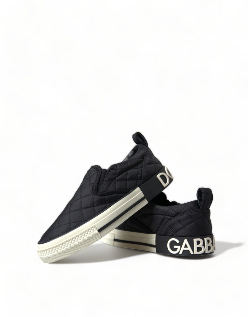 Dolce & Gabbana Black Quilted Slip On Low Top Sneakers Glam Steals