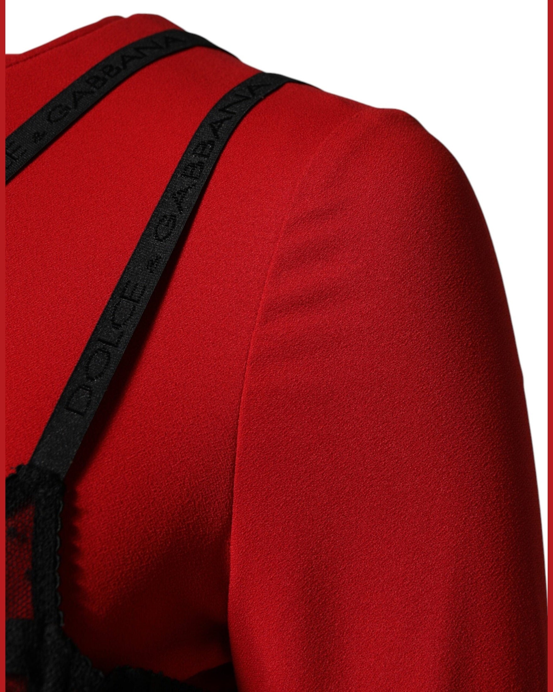 Dolce & Gabbana Black Red Contrasting Bra Cady Midi Dress Dresses