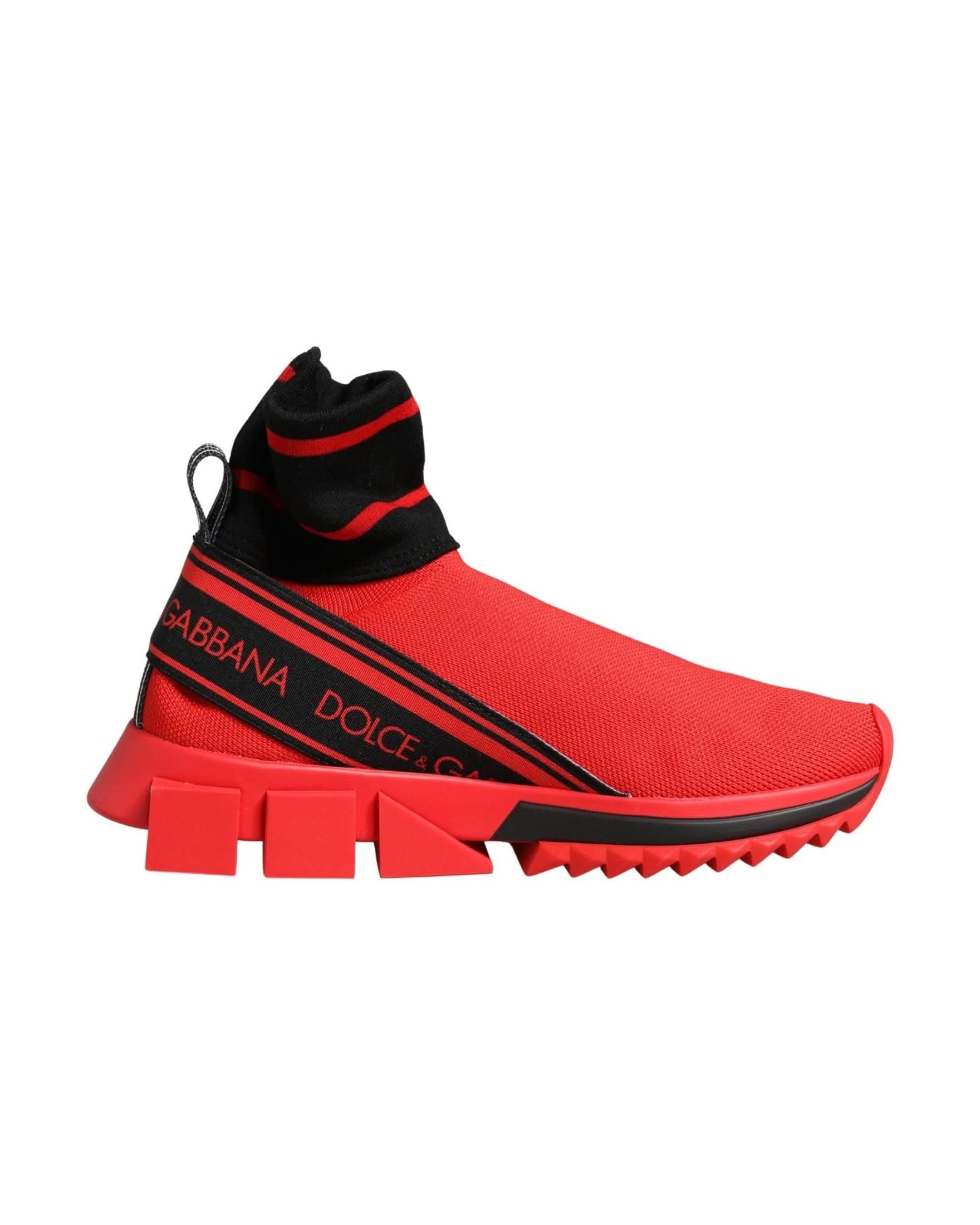 Dolce & Gabbana Black Red Sorrento Socks Sneakers Shoes 