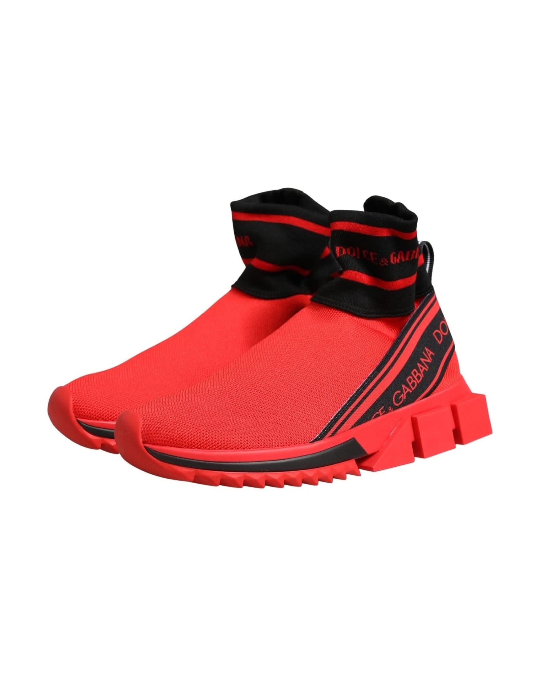 Dolce & Gabbana Black Red Sorrento Socks Sneakers Shoes 