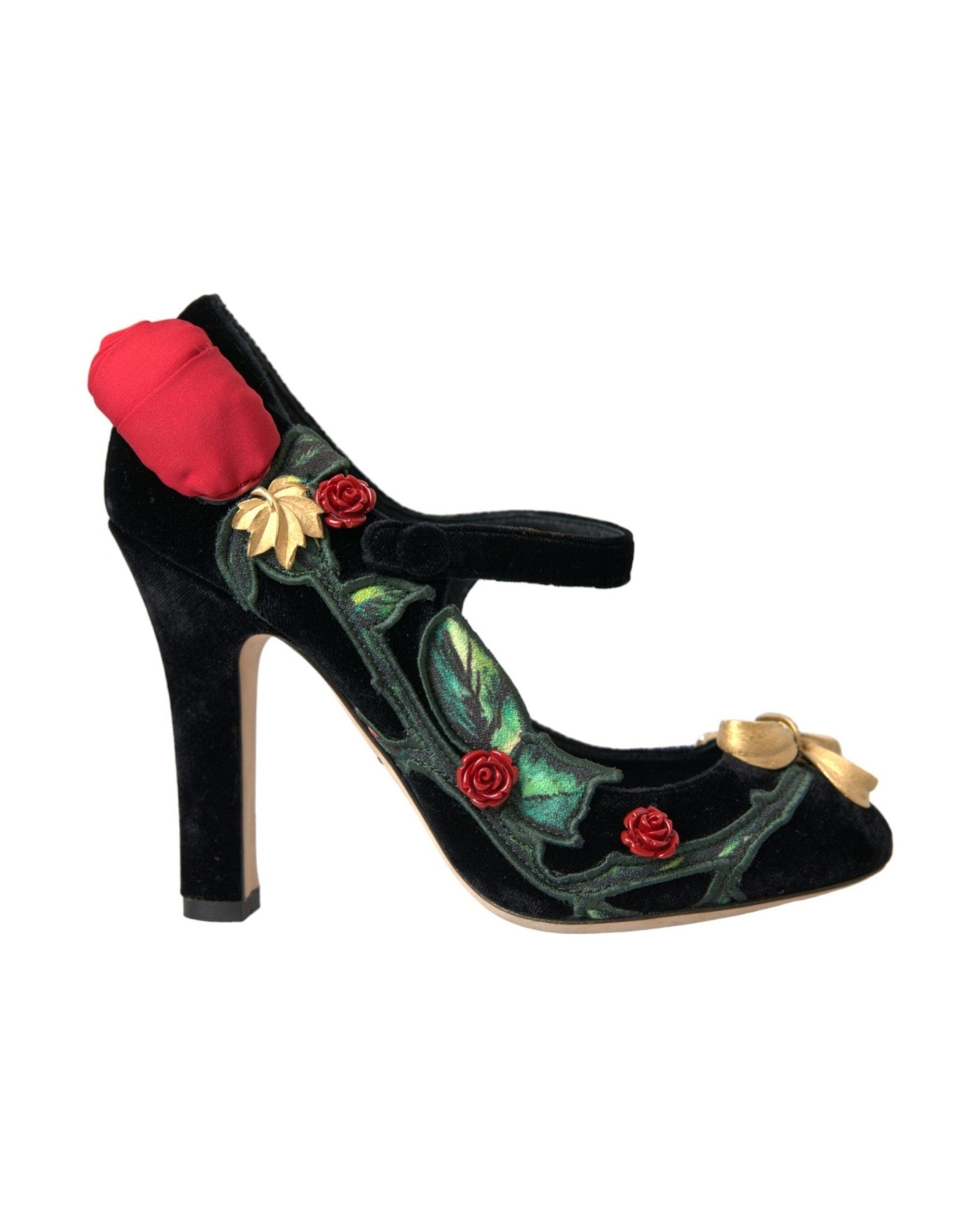 Dolce & Gabbana Black Roses Crystal Brooch Mary Jane Shoes Glam Steals