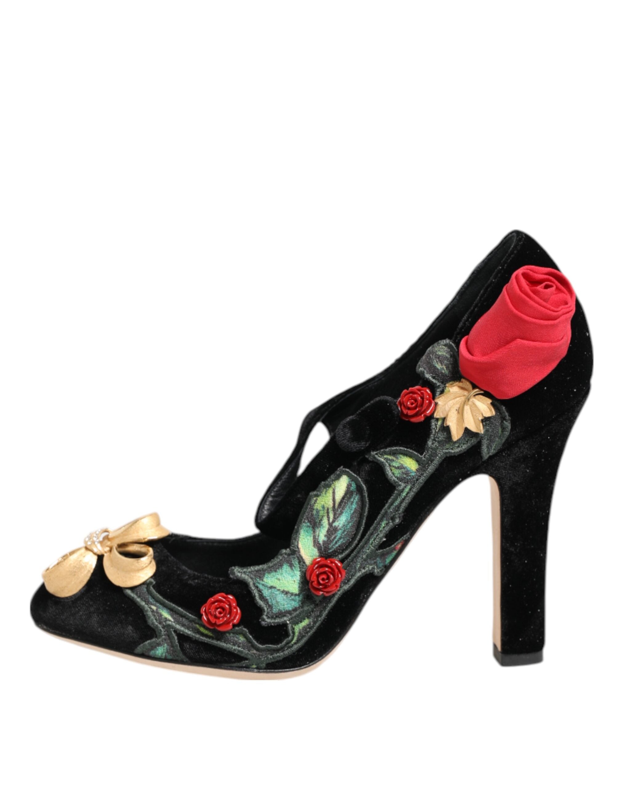 Dolce & Gabbana Black Roses Crystal Brooch Mary Jane Shoes Glam Steals