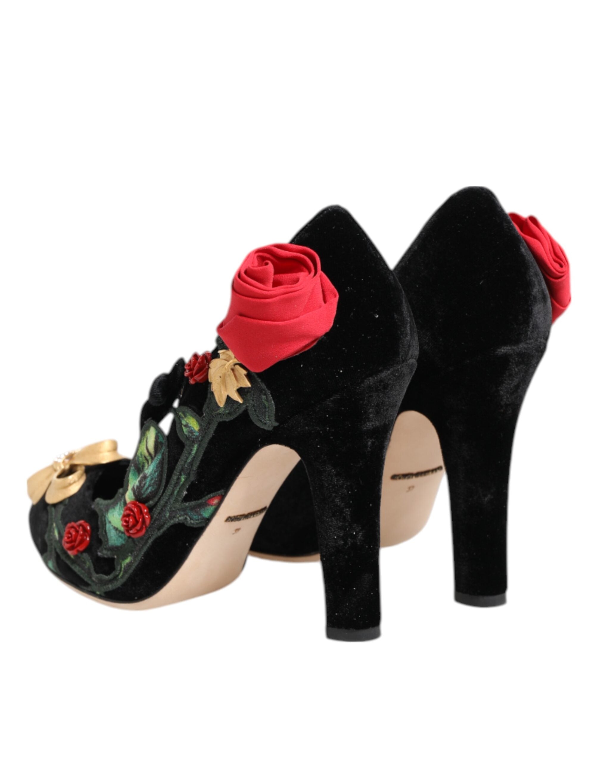 Dolce & Gabbana Black Roses Crystal Brooch Mary Jane Shoes Glam Steals