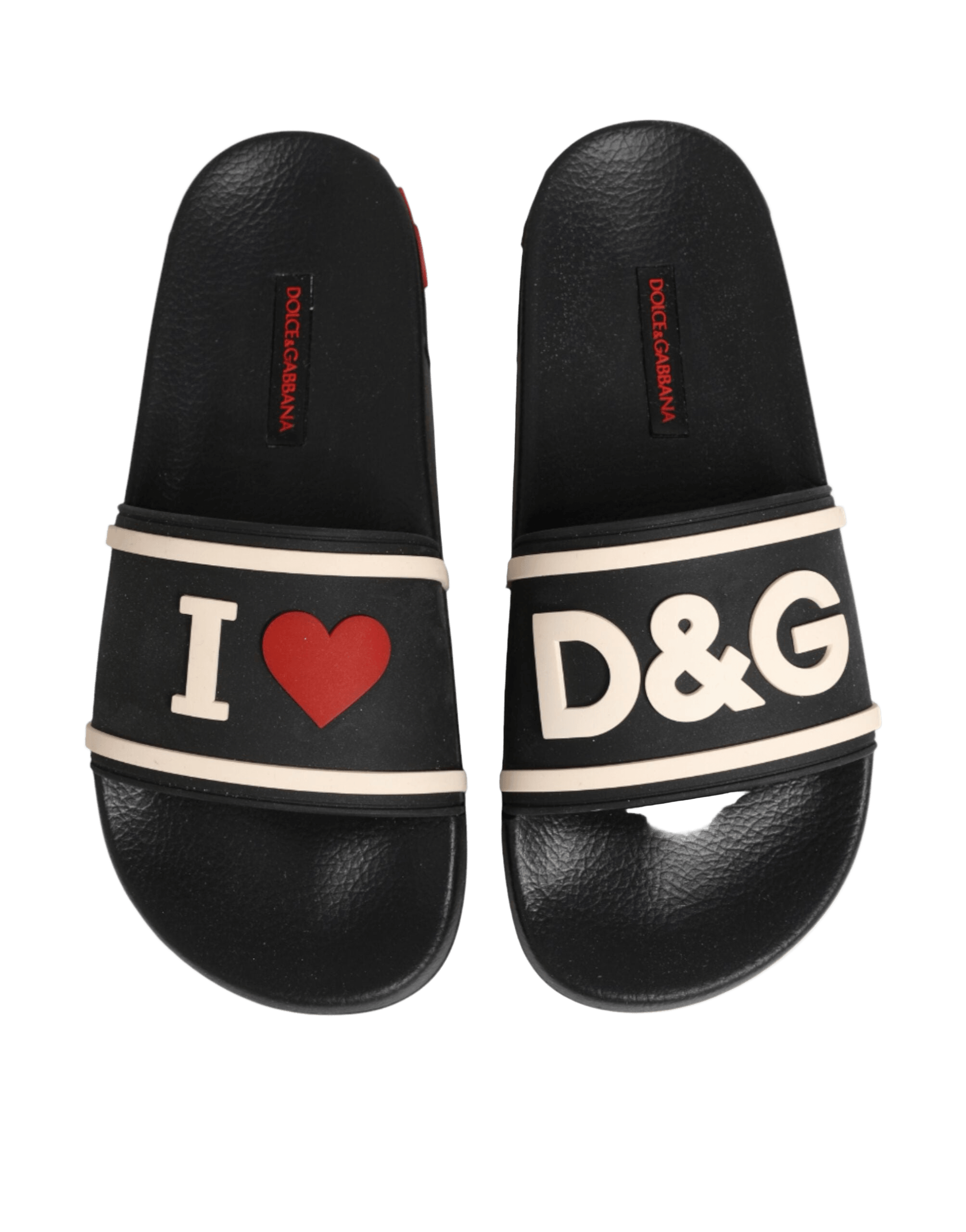 Dolce & Gabbana Black Rubber Slides Sandals Beachwear Shoes Glam Steals