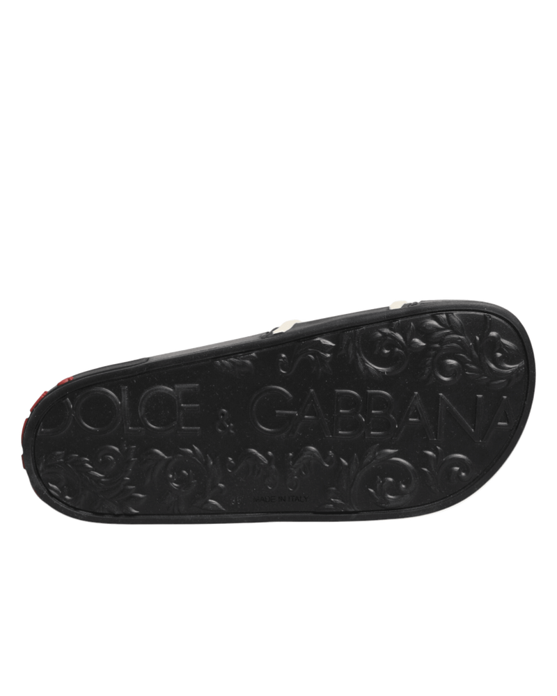 Dolce & Gabbana Black Rubber Slides Sandals Beachwear Shoes Glam Steals