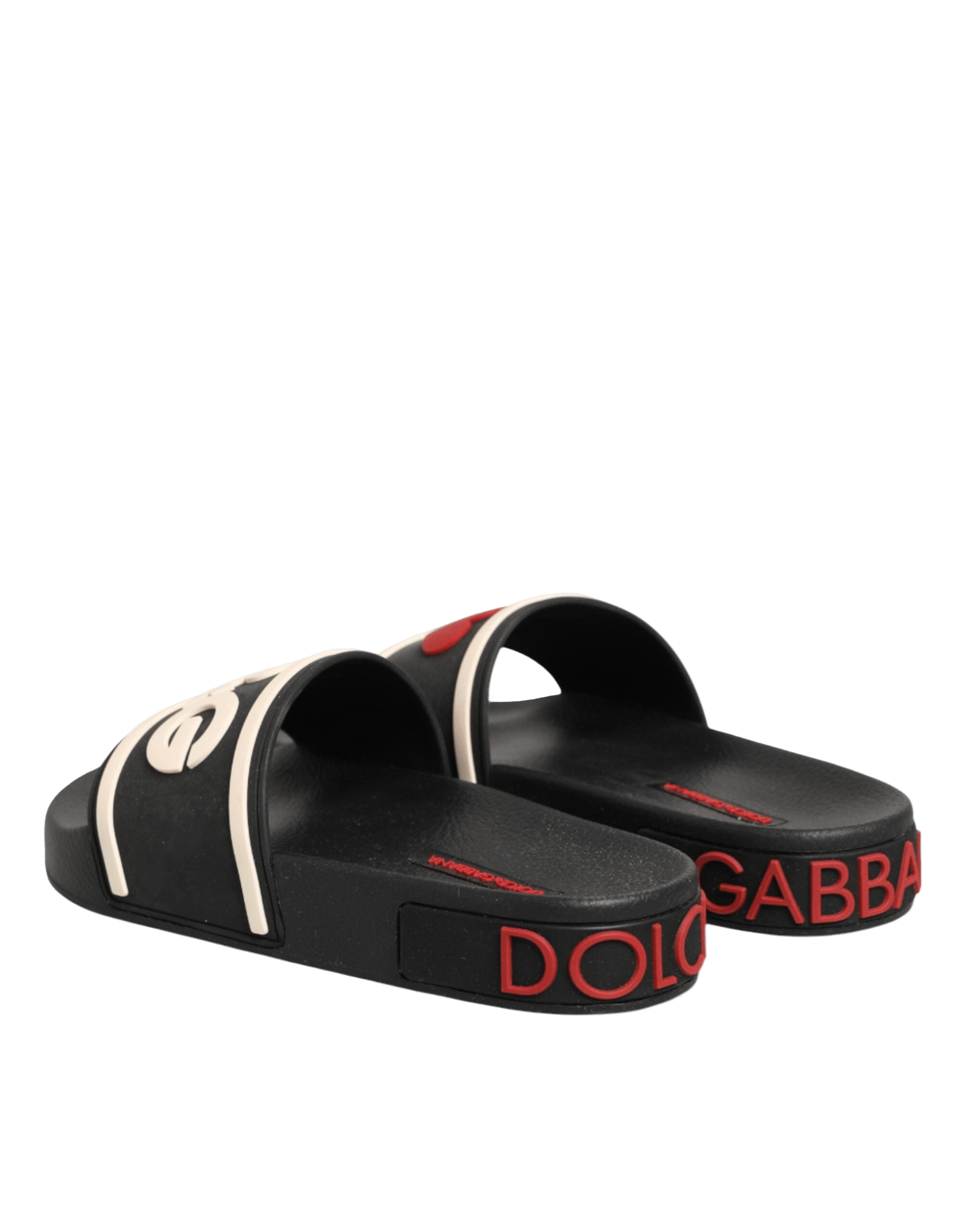 Dolce & Gabbana Black Rubber Slides Sandals Beachwear Shoes Glam Steals