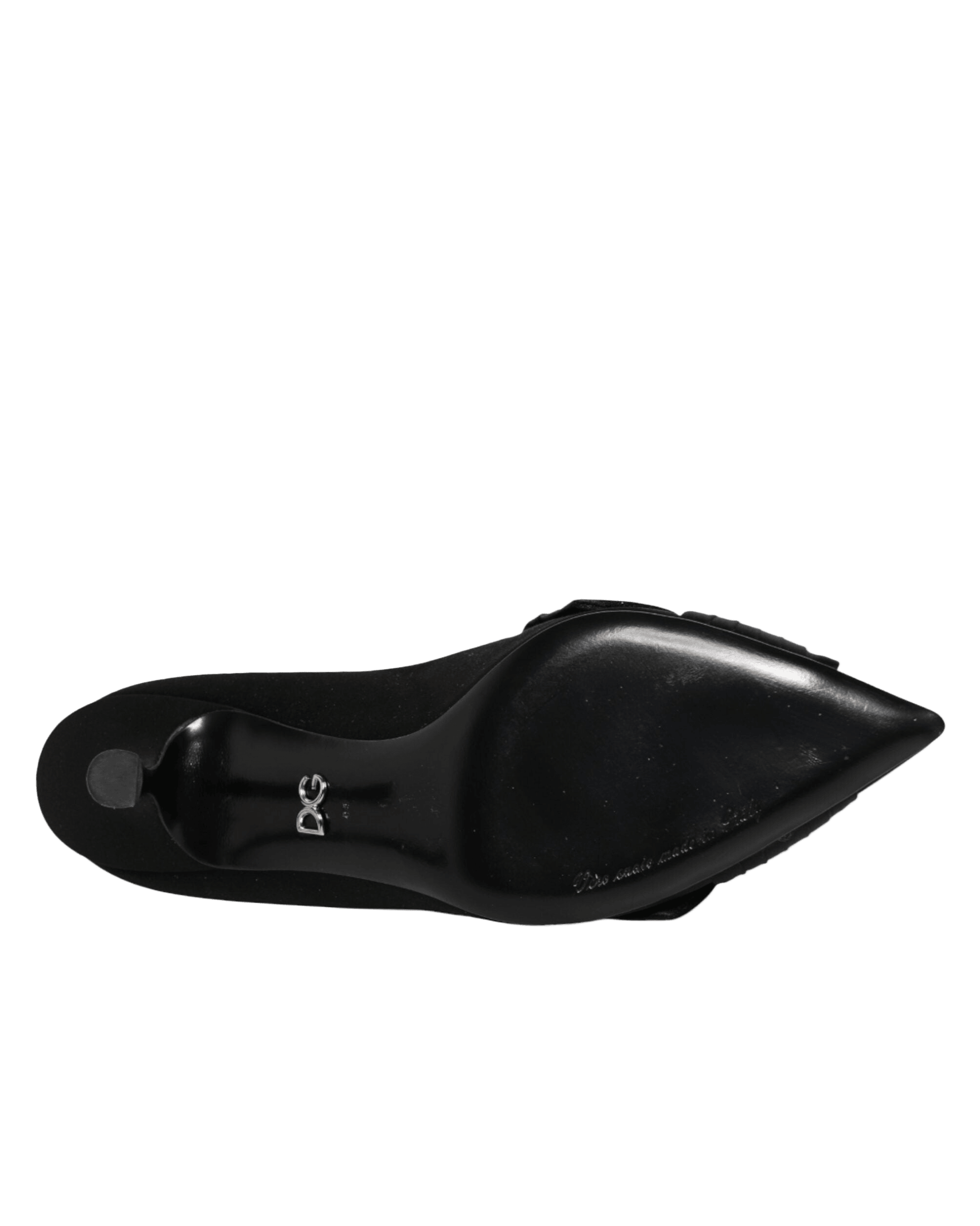 Dolce & Gabbana Black Satin Bow Crystal Embellishment Pumps Shoes Glam Steals