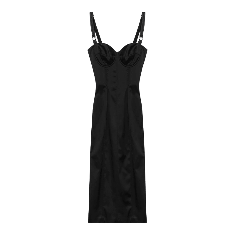 Dolce & Gabbana Black Satin Bustier Dress Glam Steals
