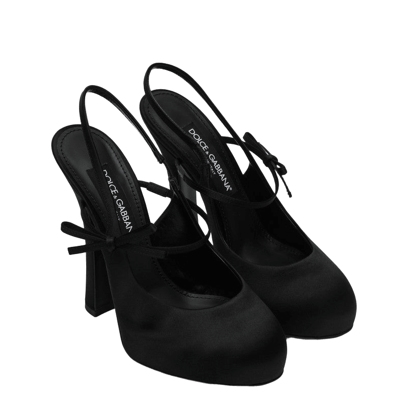 Dolce & Gabbana Black Satin High Slingback Glam Steals