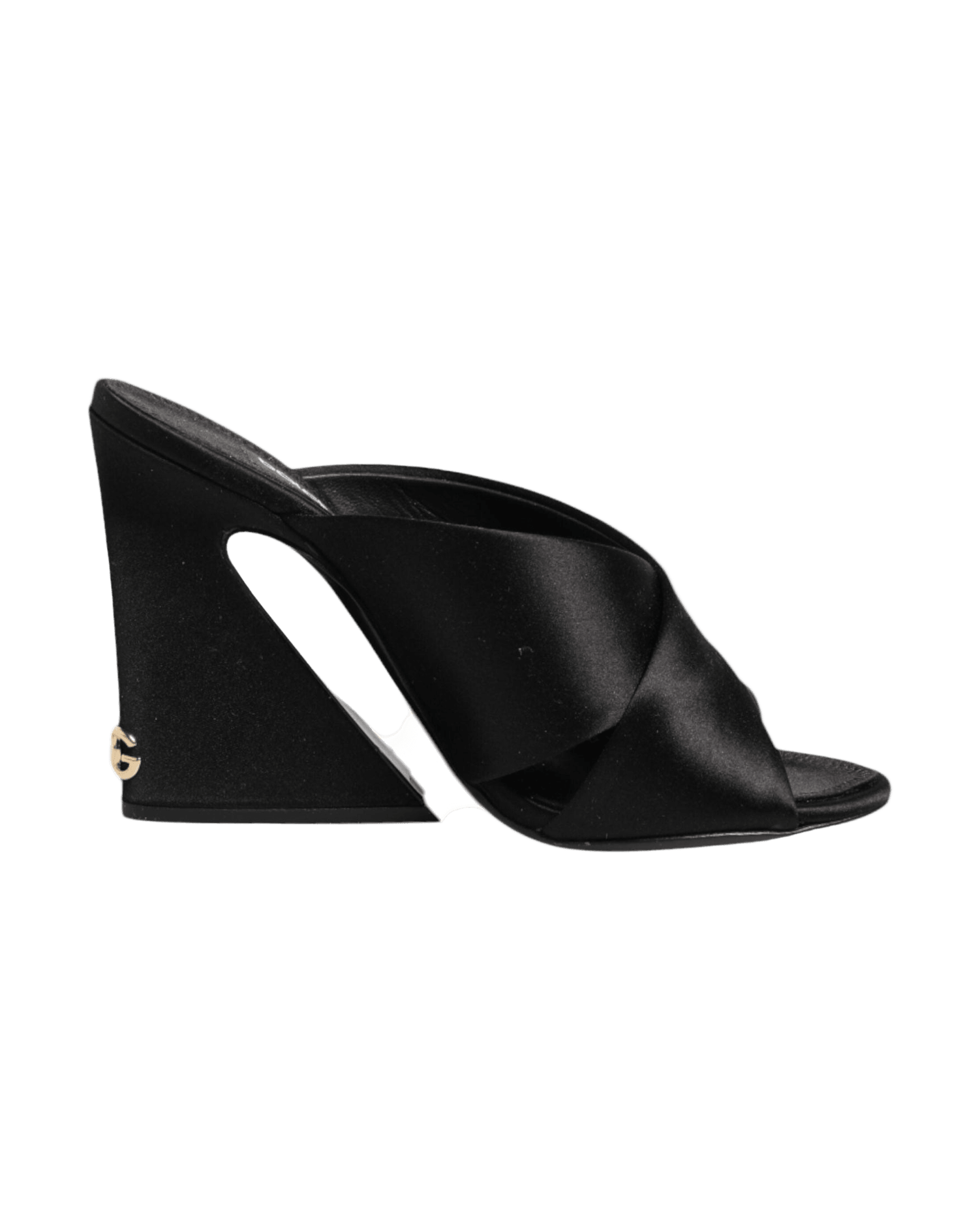 Dolce & Gabbana Black Satin Logo Keira Slides Sandals Shoes Glam Steals