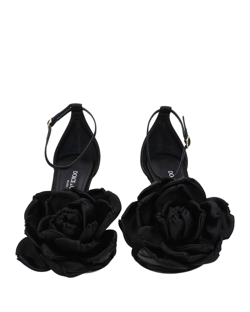 Dolce & Gabbana Black Satin Stiletto Heel Glam Steals