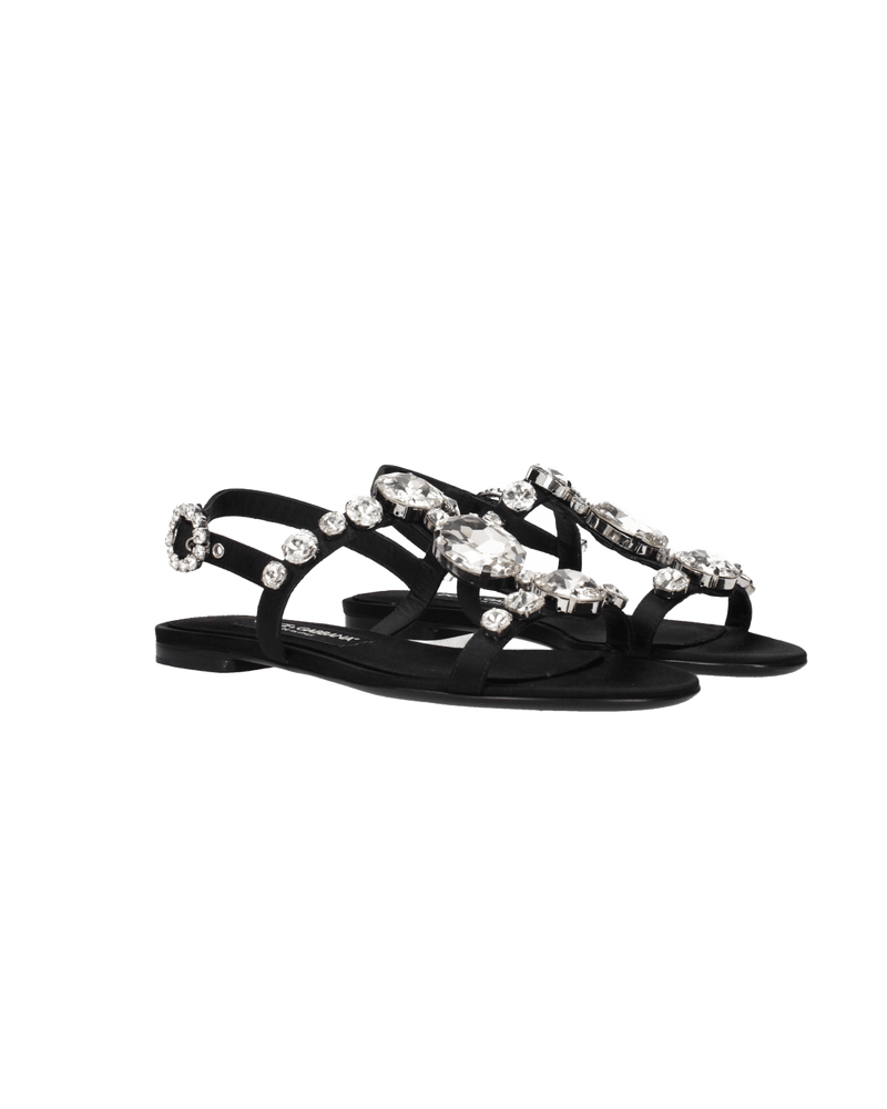 Dolce & Gabbana Black Satin And Flat Sandals Glam Steals