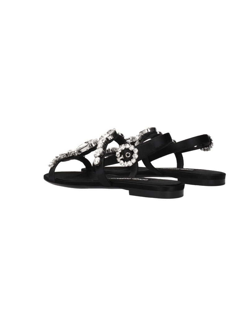 Dolce & Gabbana Black Satin And Flat Sandals Glam Steals