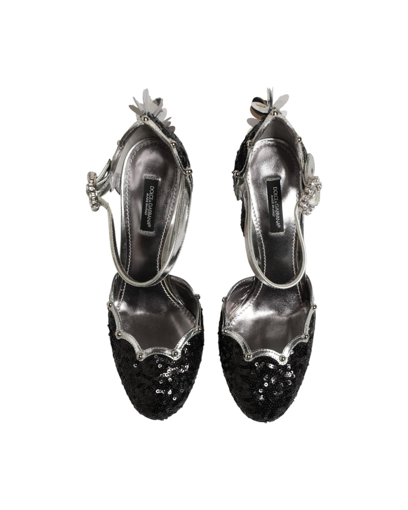 Dolce & Gabbana Black Sequined Ankle Strap Sandals Glam Steals