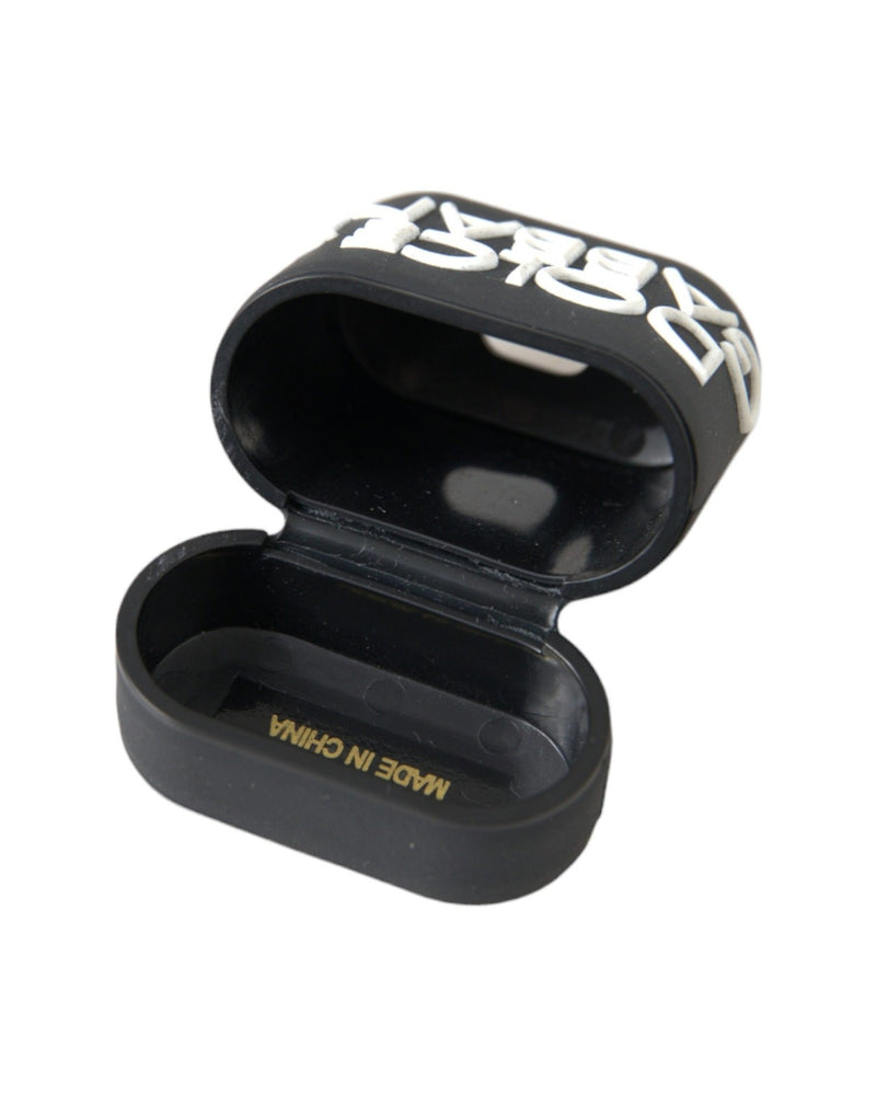 Dolce & Gabbana Black Silicone Embossed Logo Airpods Case Headphone & Headset Accessories