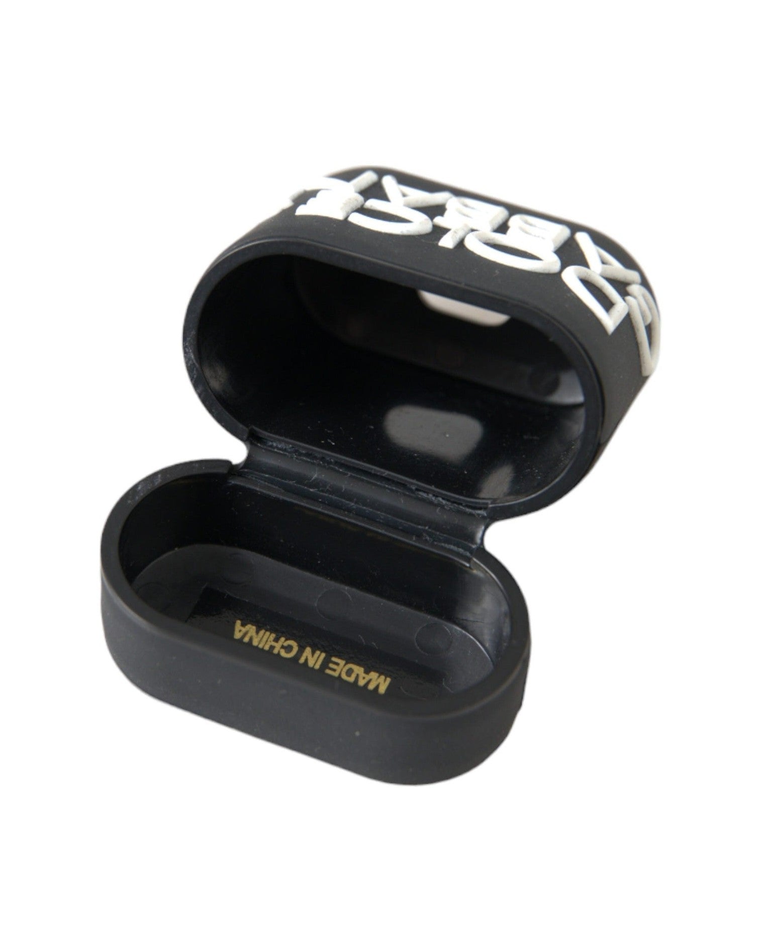 Dolce & Gabbana Black Silicone Embossed Logo Airpods White Case Glam Steals