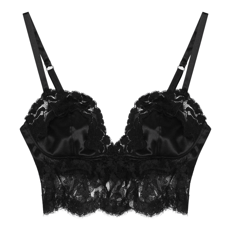 Dolce & Gabbana Black Silk Bralette Top in Satin Lace Glam Steals