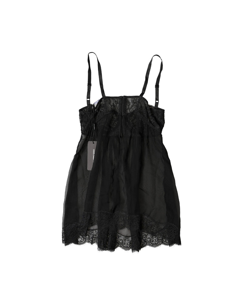 Dolce & Gabbana Black Silk Floral Lace Camisole Top Glam Steals