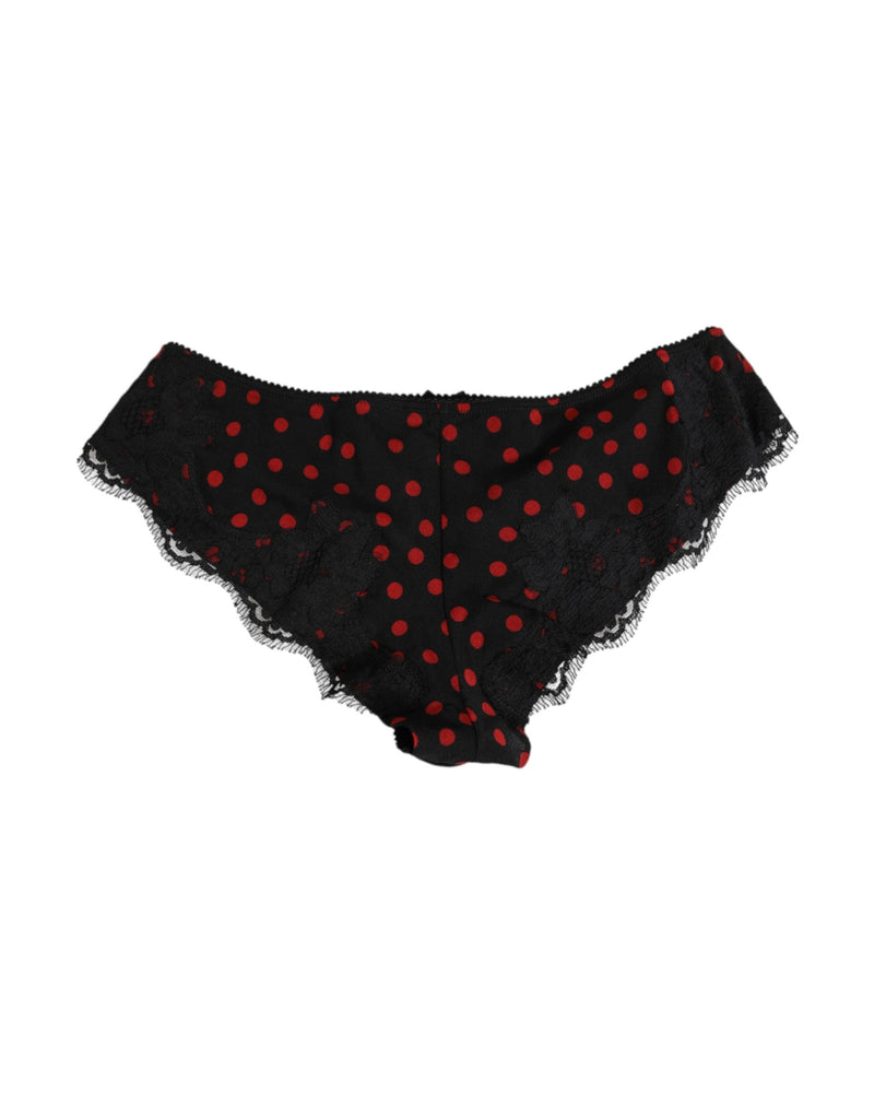 Dolce & Gabbana Black Silk Polka Dotted Low Waist Panty Underwear Glam Steals