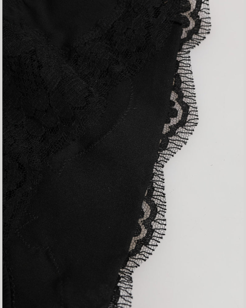 Dolce & Gabbana Black Silk Satin Floral Lace Panty Glam Steals