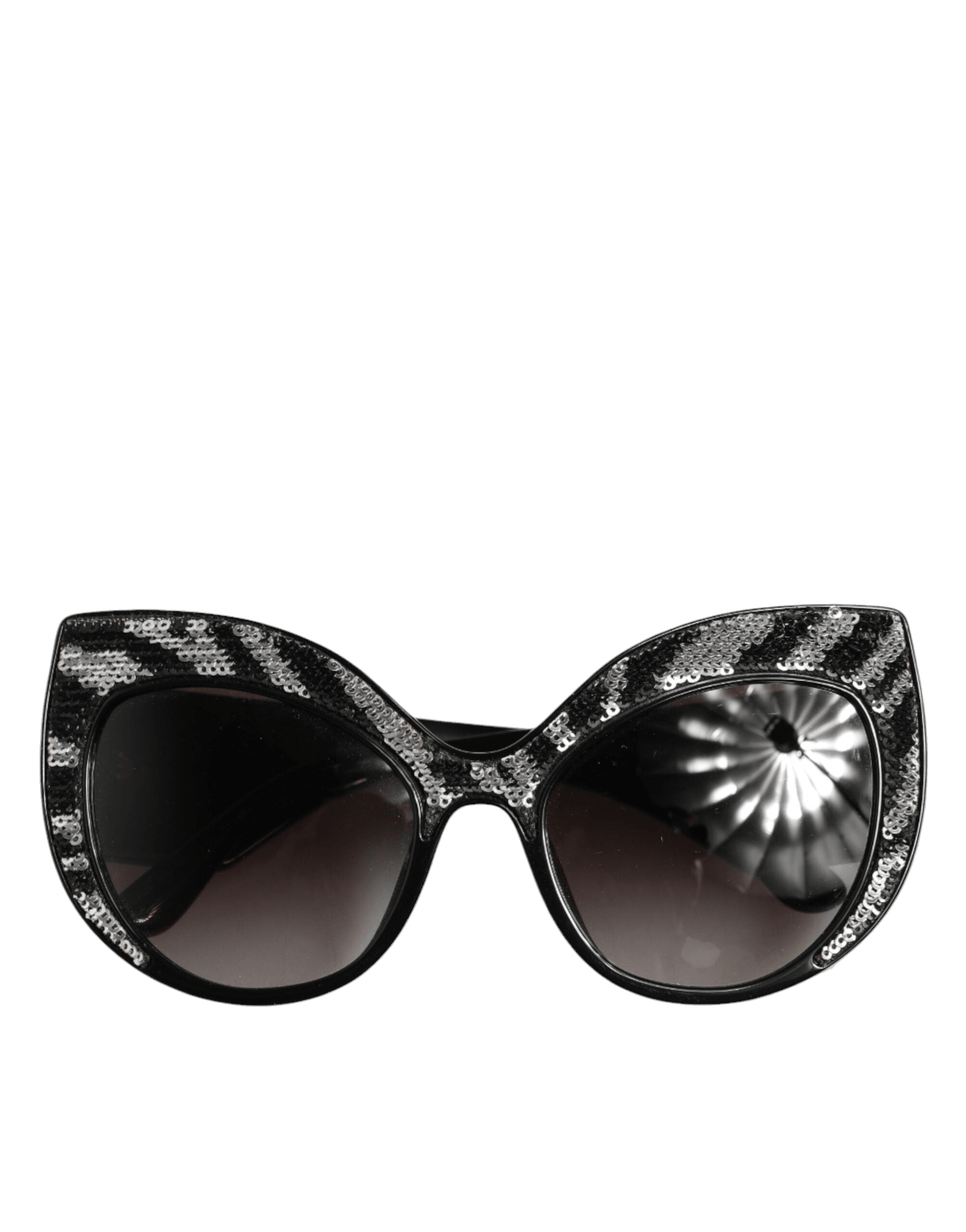 Dolce & Gabbana Black Silver Sequin Butterfly Polarized Sunglasses Glam Steals